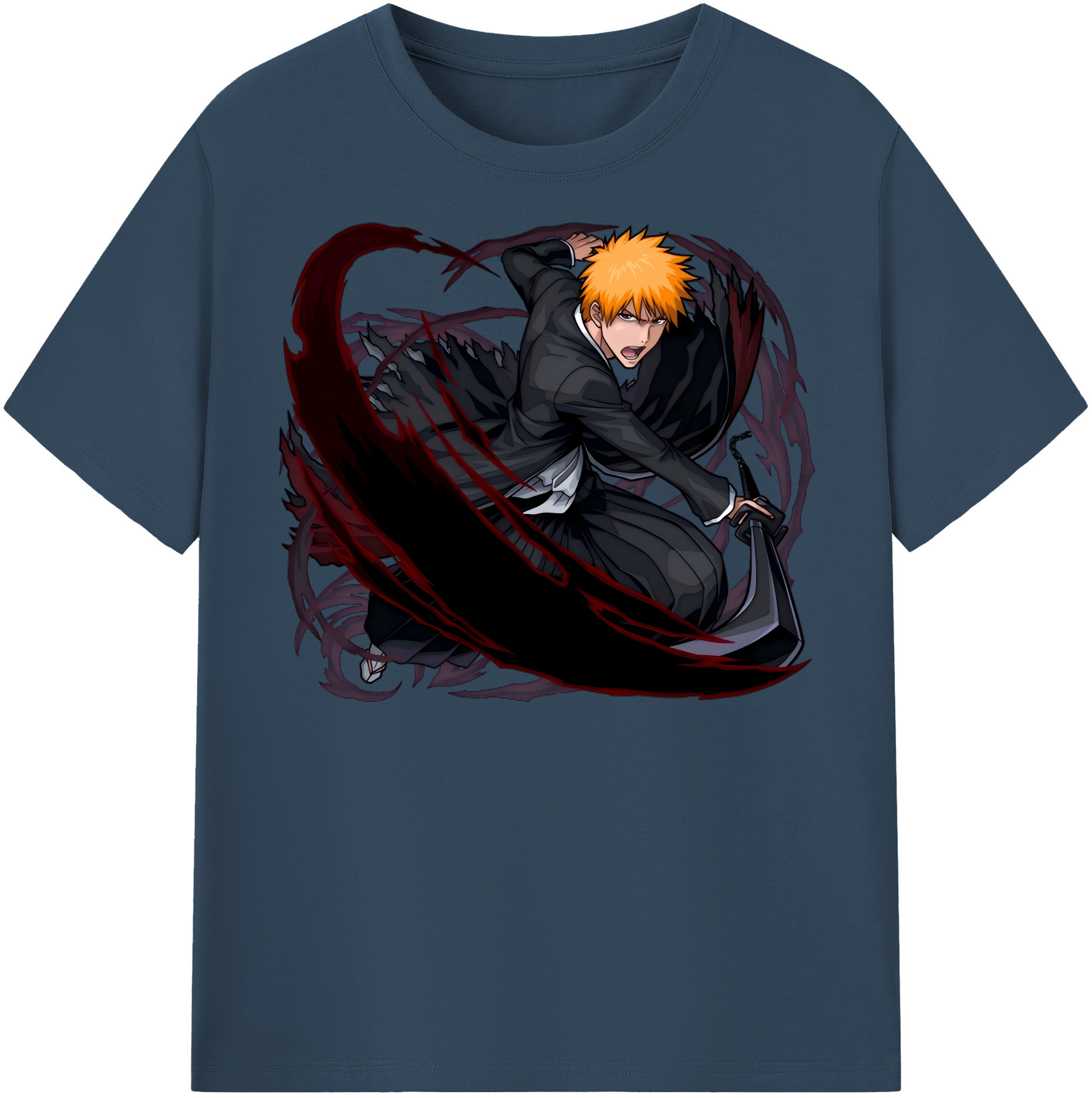 （画像用） ブリーチ 黒崎一護（くろさき いちご）BLEACH Kurosaki Ichigo 綿100％半袖Tシャツ（フロントプリント）
