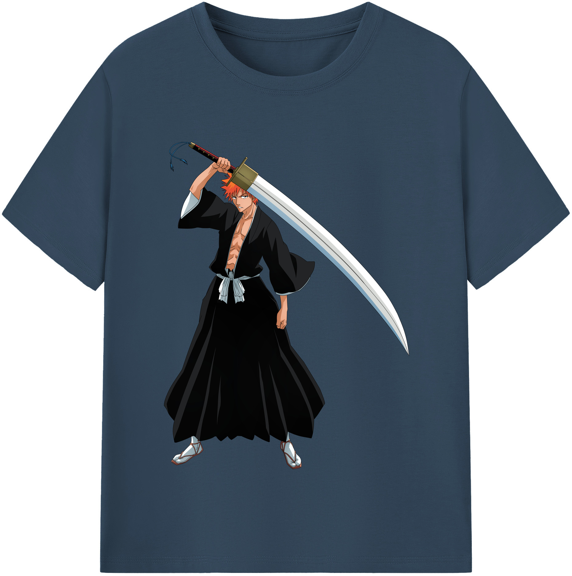 （画像用） ブリーチ 黒崎一護（くろさき いちご）BLEACH Kurosaki Ichigo 綿100％半袖Tシャツ（フロントプリント）