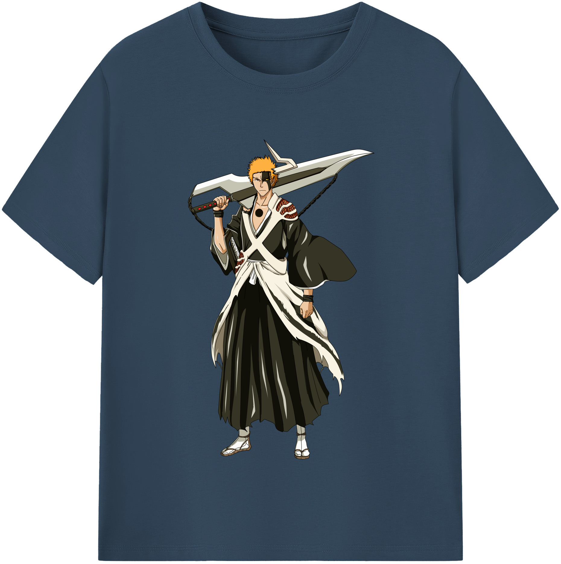 （画像用） ブリーチ 黒崎一護（くろさき いちご）BLEACH Kurosaki Ichigo 綿100％半袖Tシャツ（フロントプリント）