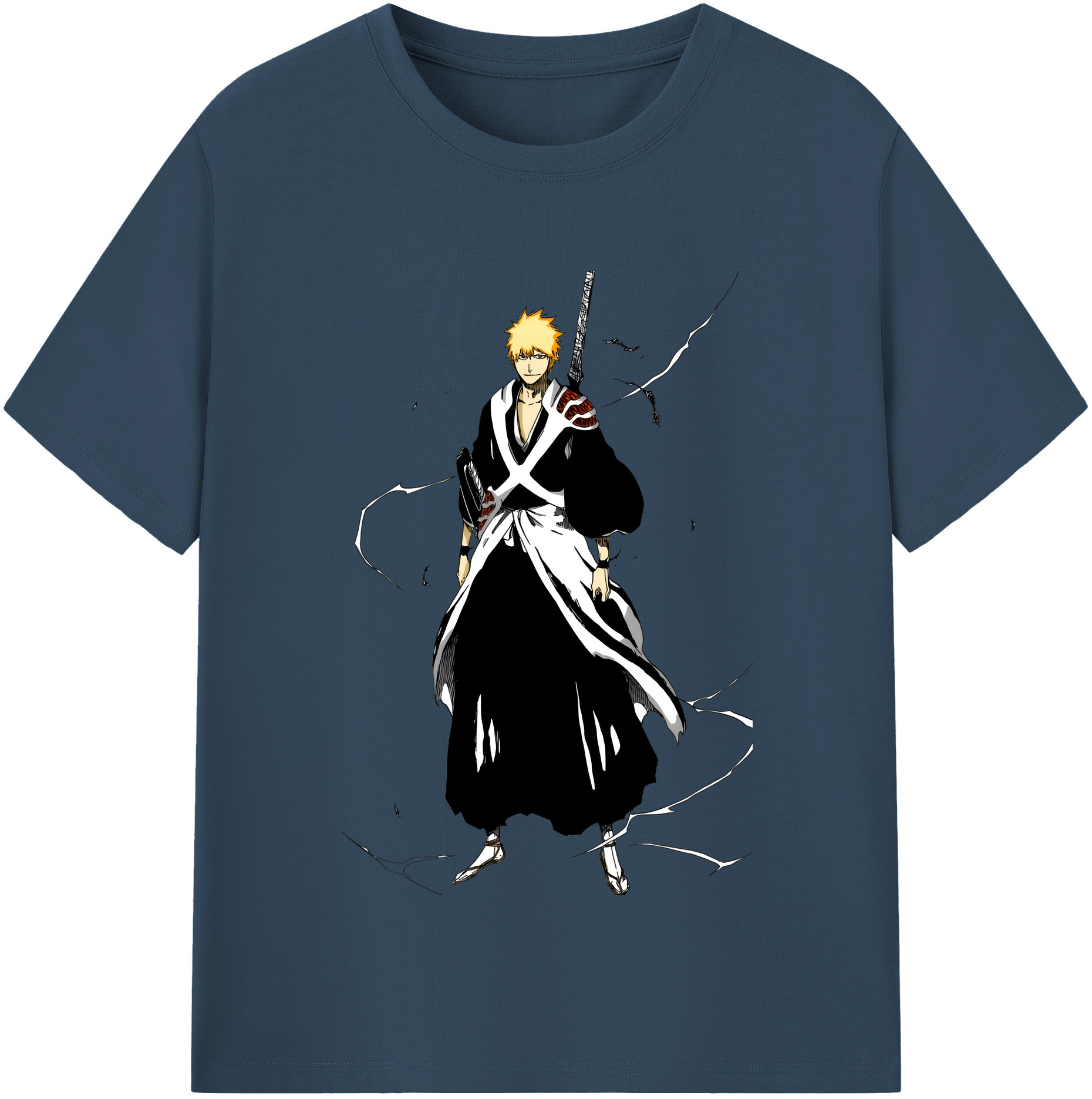 （画像用） ブリーチ 黒崎一護（くろさき いちご）BLEACH Kurosaki Ichigo 綿100％半袖Tシャツ（フロントプリント）