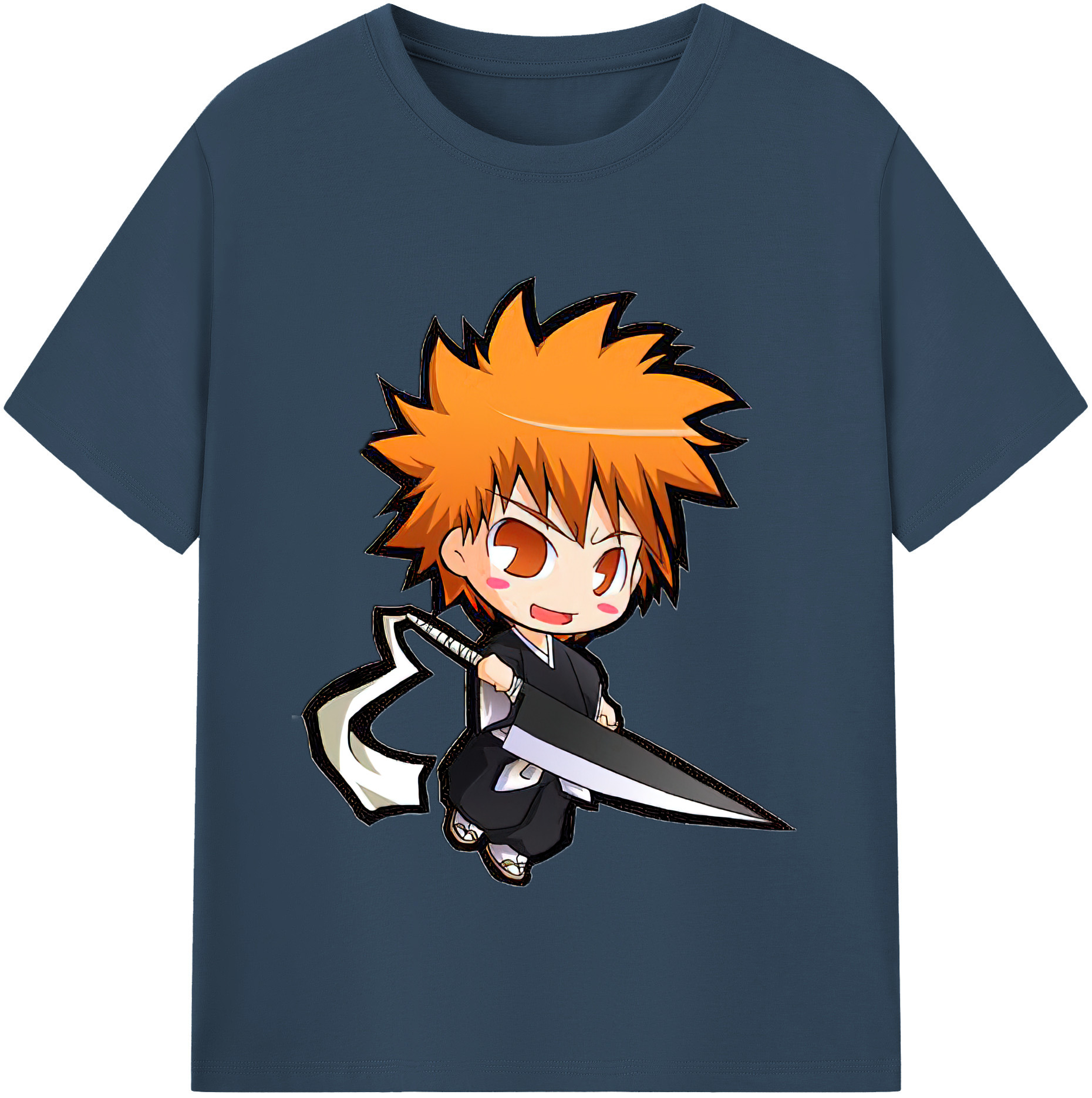 （画像用） ブリーチ 黒崎一護（くろさき いちご）BLEACH Kurosaki Ichigo 綿100％半袖Tシャツ（フロントプリント）