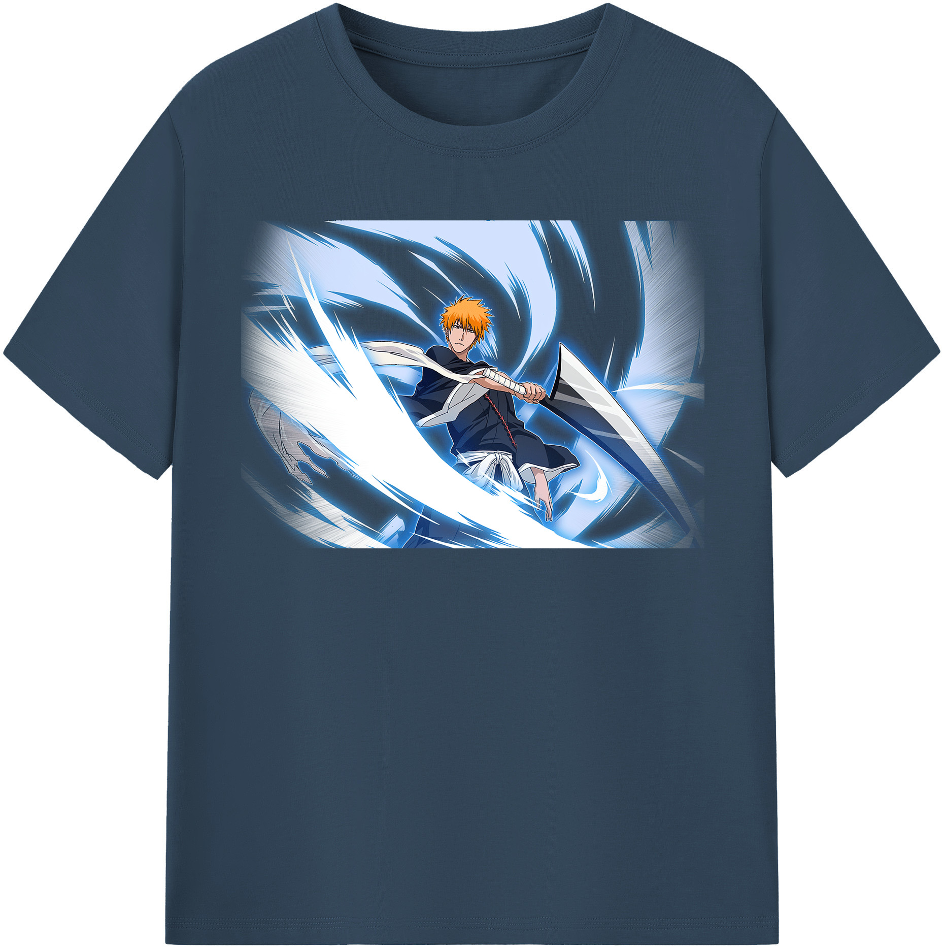 （画像用） ブリーチ 黒崎一護（くろさき いちご）BLEACH Kurosaki Ichigo 綿100％半袖Tシャツ（フロントプリント）