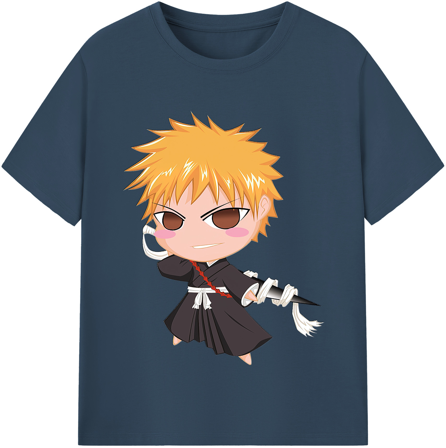 （画像用） ブリーチ 黒崎一護（くろさき いちご）BLEACH Kurosaki Ichigo 綿100％半袖Tシャツ（フロントプリント）