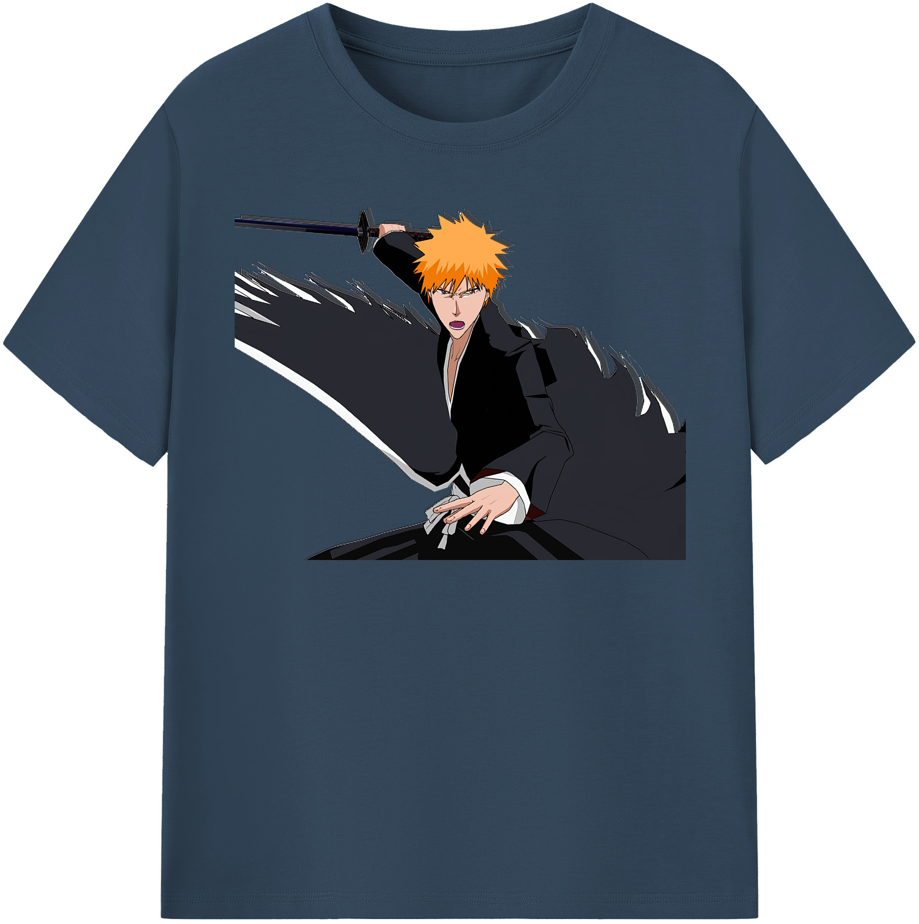 （画像用） ブリーチ 黒崎一護（くろさき いちご）BLEACH Kurosaki Ichigo 綿100％半袖Tシャツ（フロントプリント）