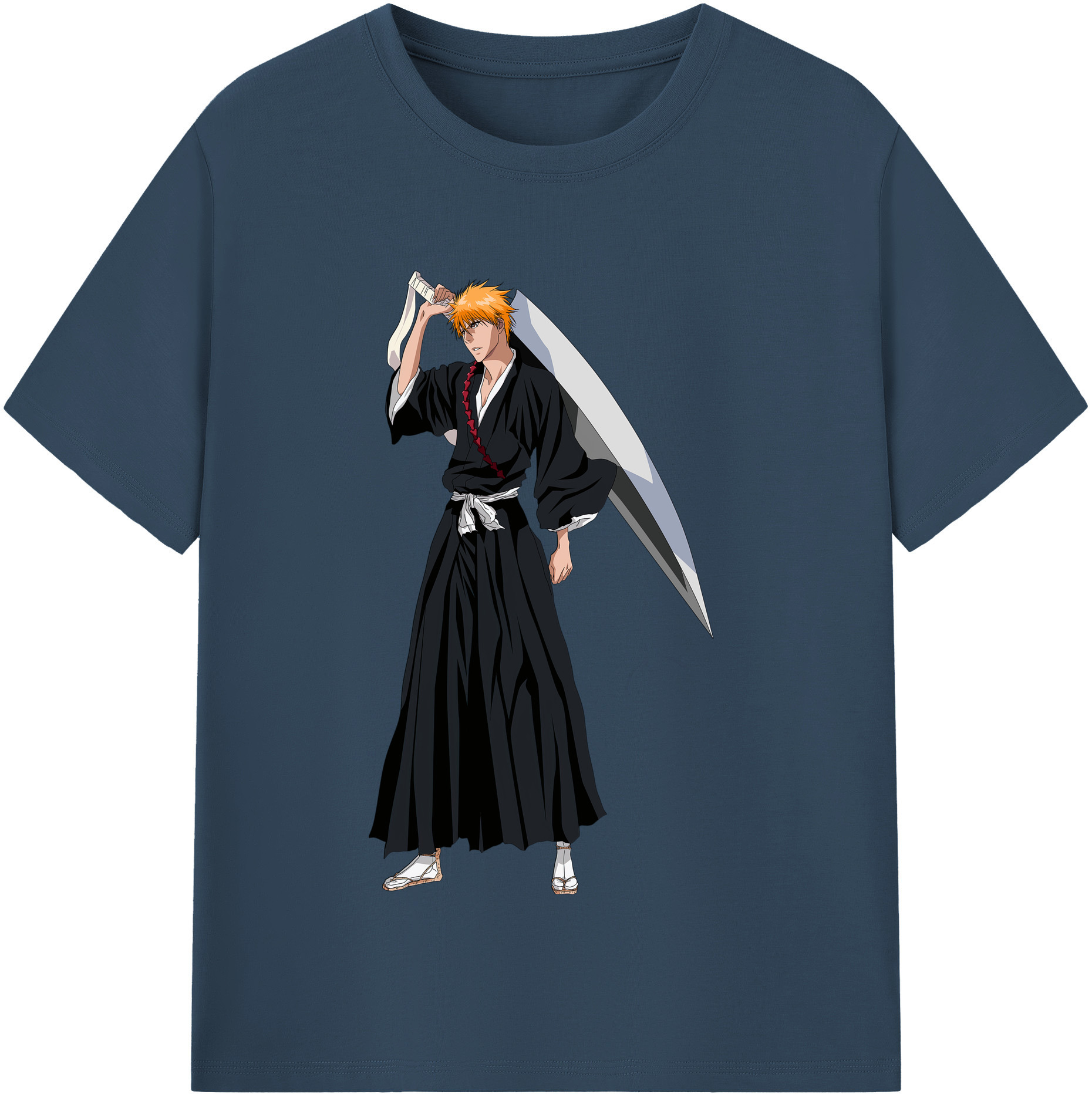 （画像用） ブリーチ 黒崎一護（くろさき いちご）BLEACH Kurosaki Ichigo 綿100％半袖Tシャツ（フロントプリント）