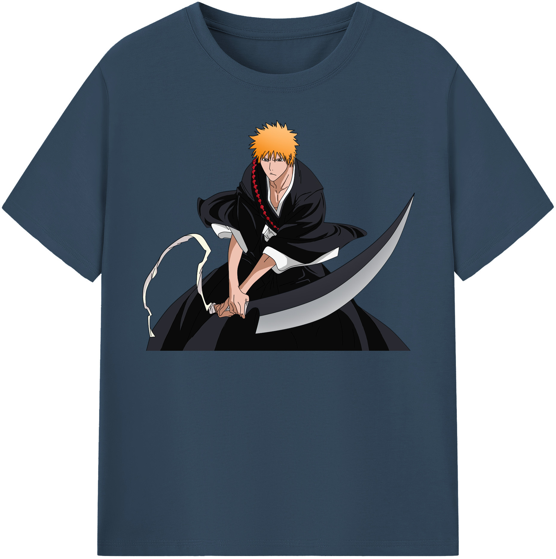 （画像用） ブリーチ 黒崎一護（くろさき いちご）BLEACH Kurosaki Ichigo 綿100％半袖Tシャツ（フロントプリント）