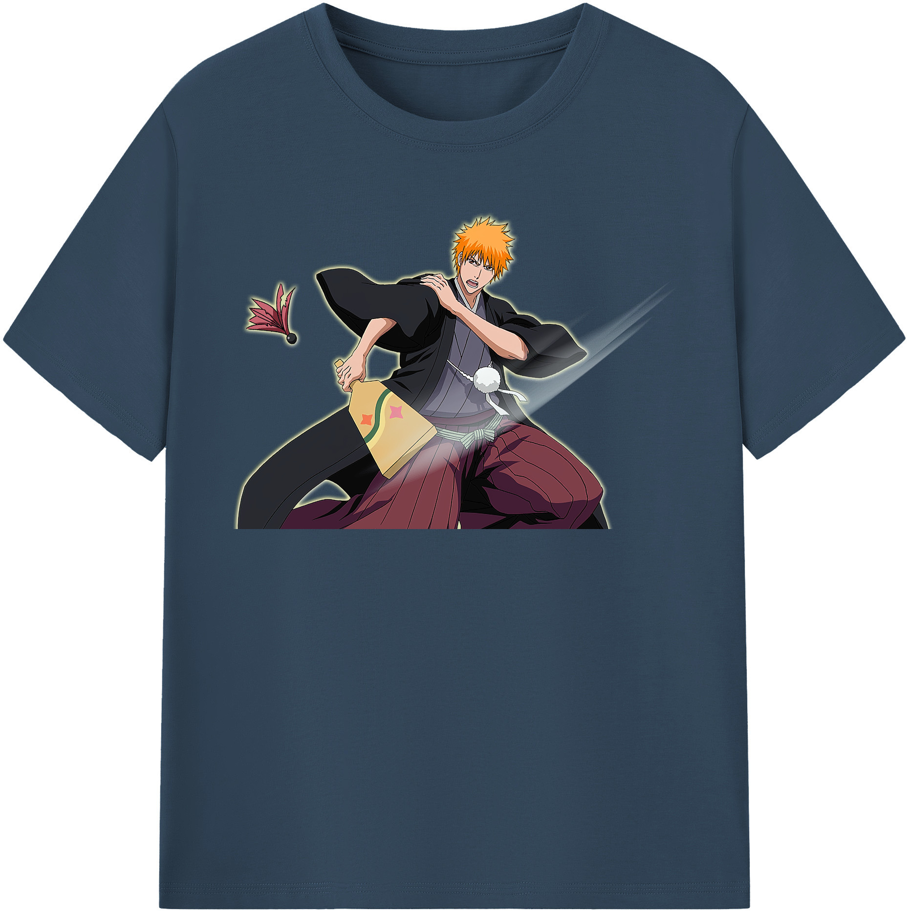 （画像用） ブリーチ 黒崎一護（くろさき いちご）BLEACH Kurosaki Ichigo 綿100％半袖Tシャツ（フロントプリント）