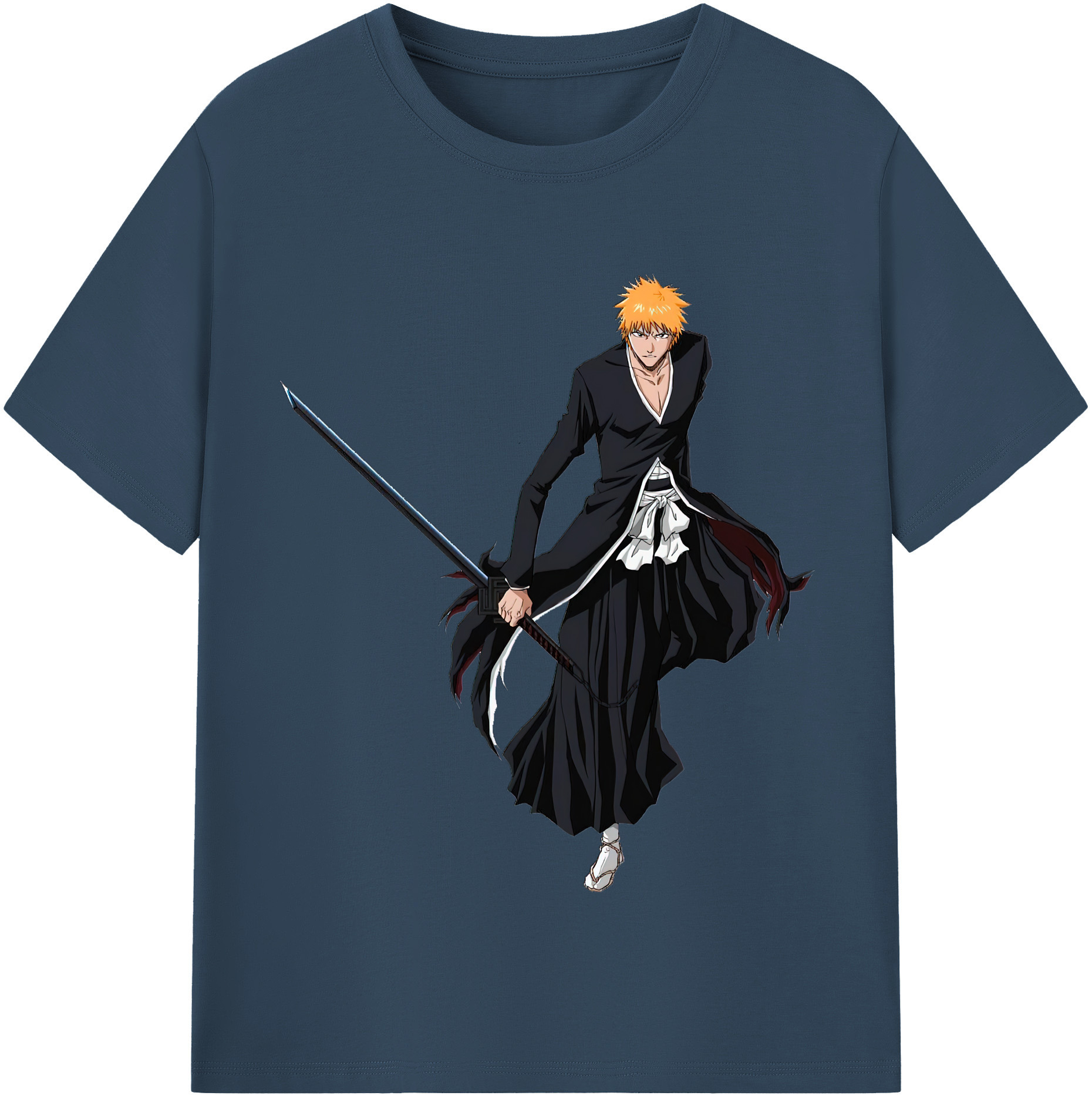 （画像用） ブリーチ 黒崎一護（くろさき いちご）BLEACH Kurosaki Ichigo 綿100％半袖Tシャツ（フロントプリント）