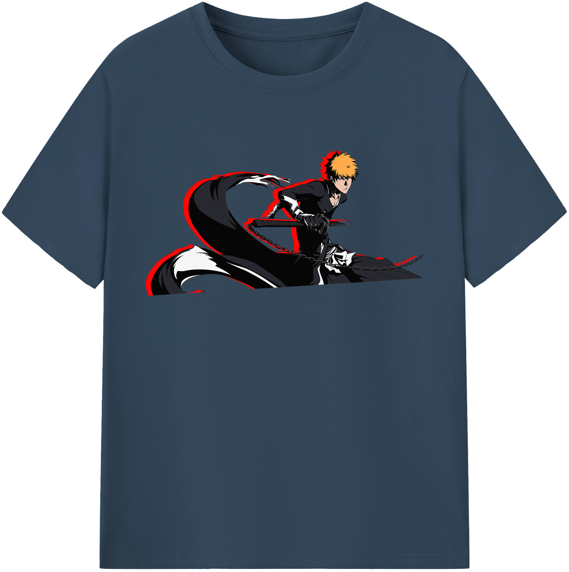 （画像用） ブリーチ 黒崎一護（くろさき いちご）BLEACH Kurosaki Ichigo 綿100％半袖Tシャツ（フロントプリント）