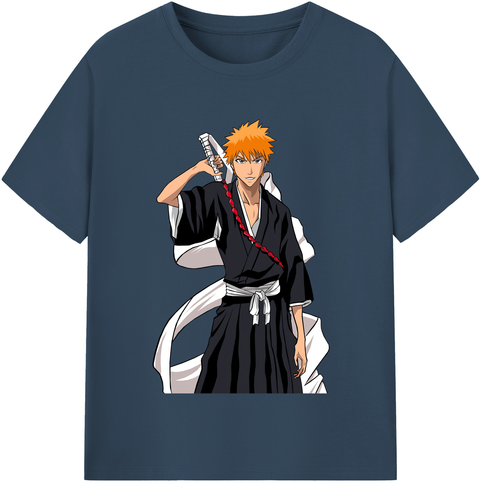 （画像用） ブリーチ 黒崎一護（くろさき いちご）BLEACH Kurosaki Ichigo 綿100％半袖Tシャツ（フロントプリント）