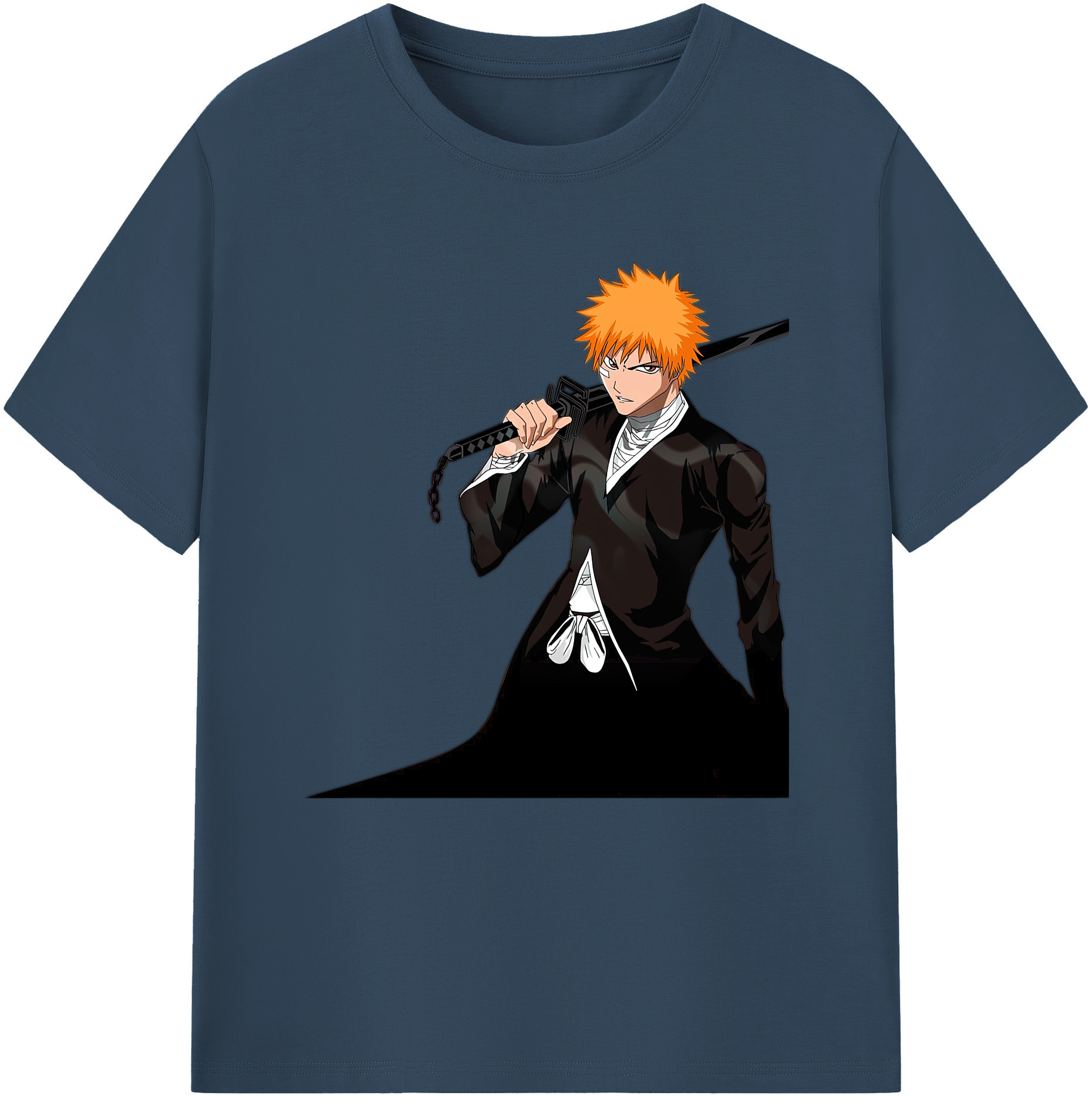 （画像用） ブリーチ 黒崎一護（くろさき いちご）BLEACH Kurosaki Ichigo 綿100％半袖Tシャツ（フロントプリント）
