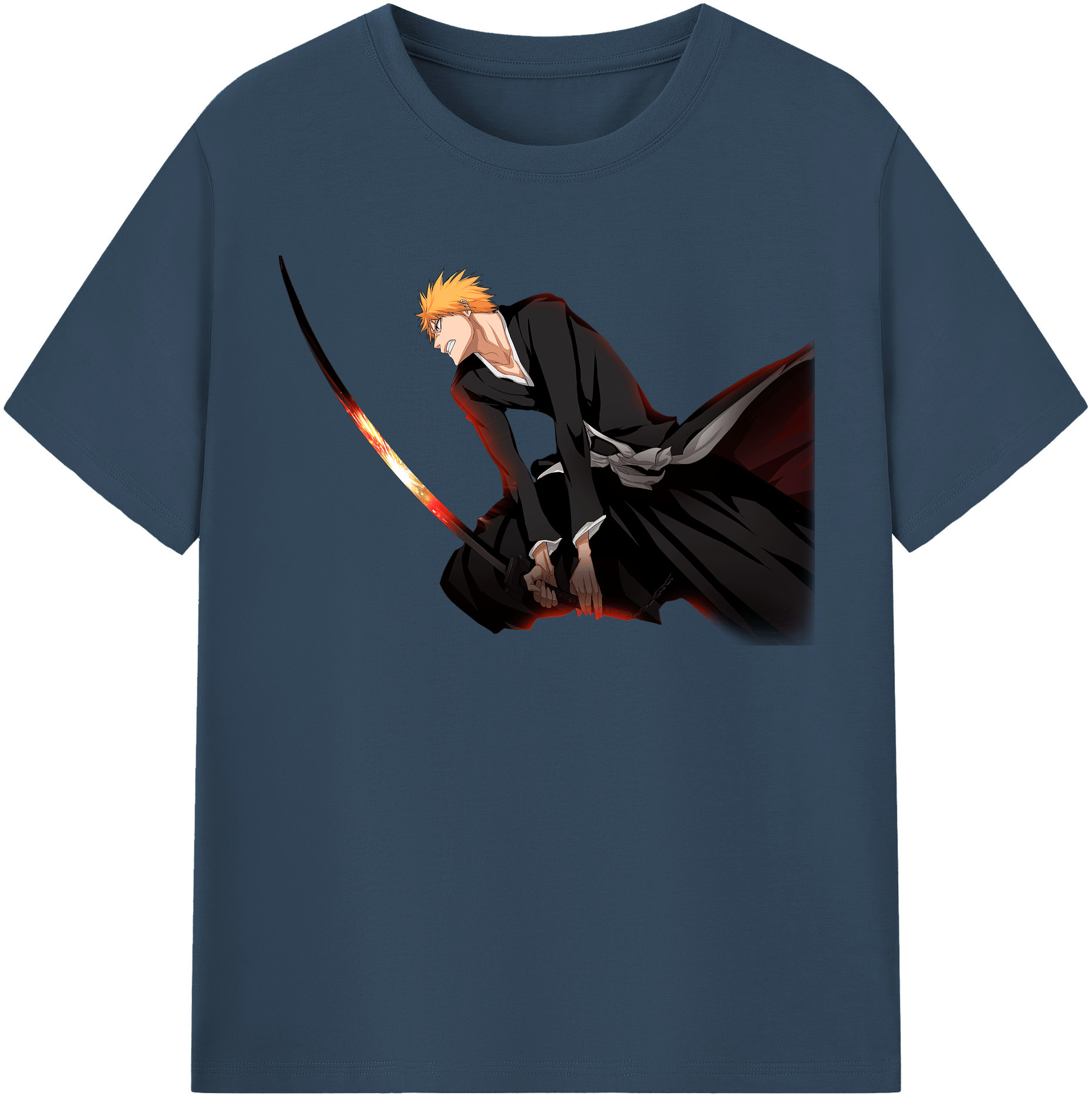 （画像用） ブリーチ 黒崎一護（くろさき いちご）BLEACH Kurosaki Ichigo 綿100％半袖Tシャツ（フロントプリント）