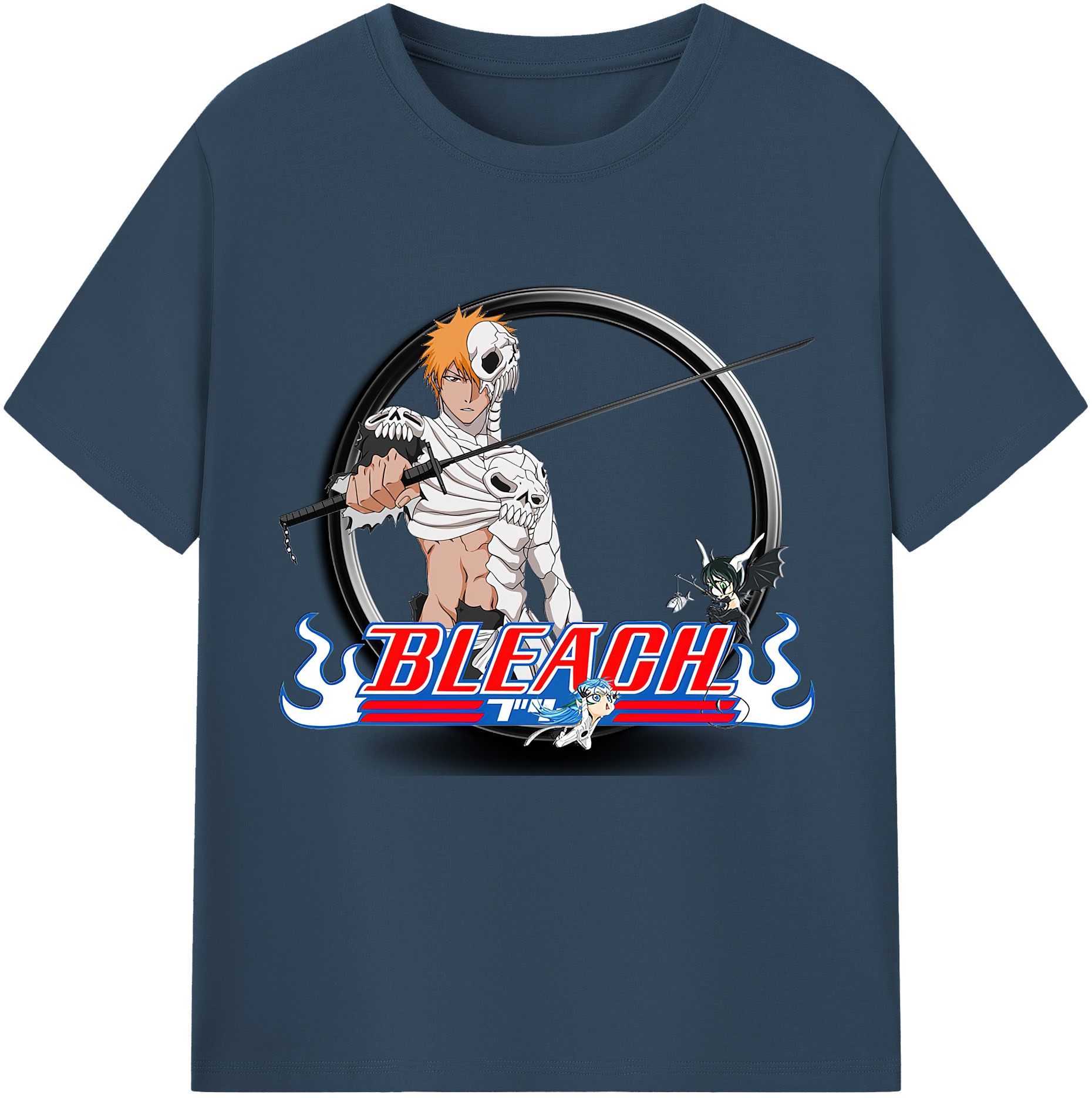 （画像用） ブリーチ 黒崎一護（くろさき いちご）BLEACH Kurosaki Ichigo 綿100％半袖Tシャツ（フロントプリント）