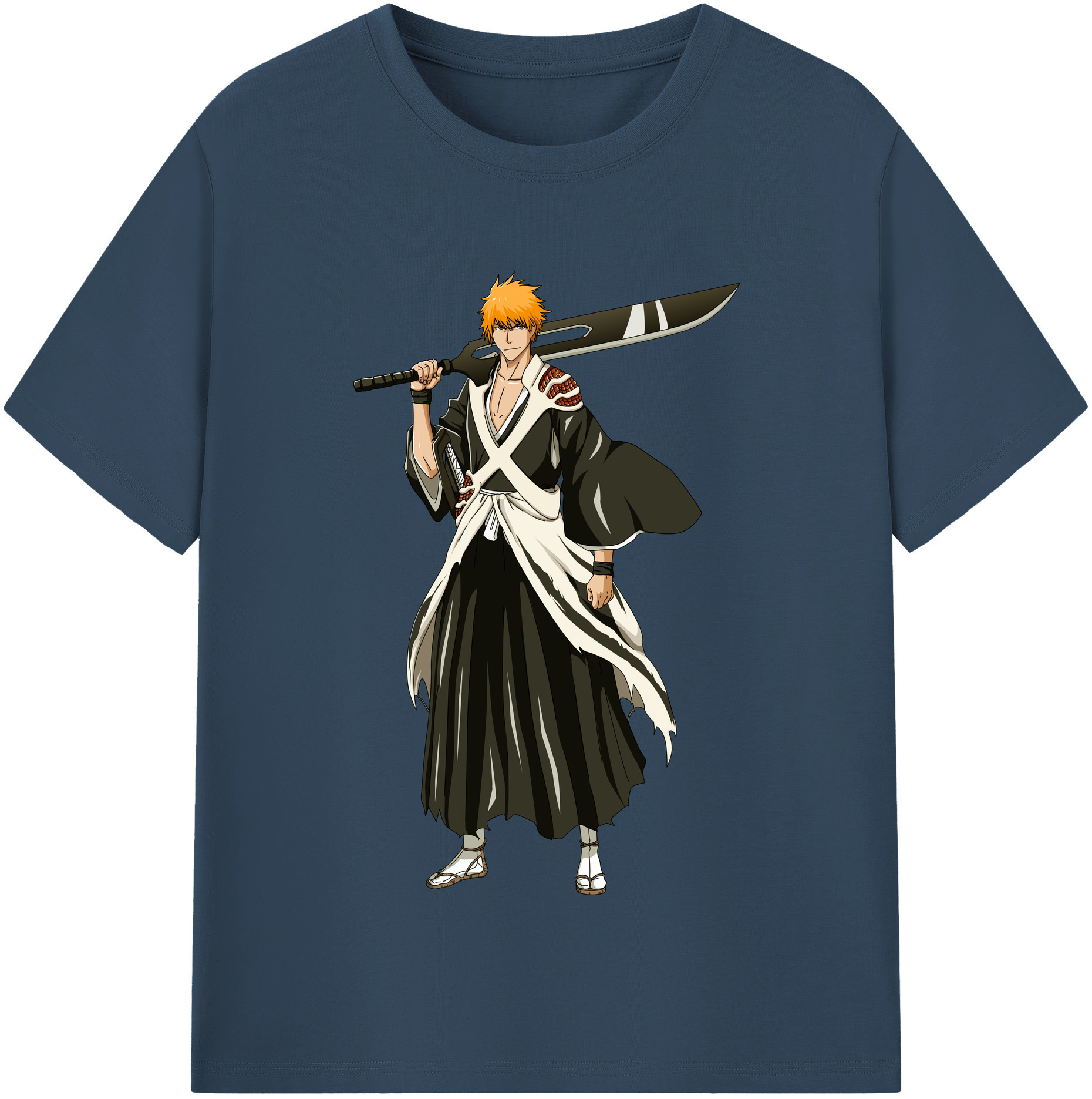 （画像用） ブリーチ 黒崎一護（くろさき いちご）BLEACH Kurosaki Ichigo 綿100％半袖Tシャツ（フロントプリント）