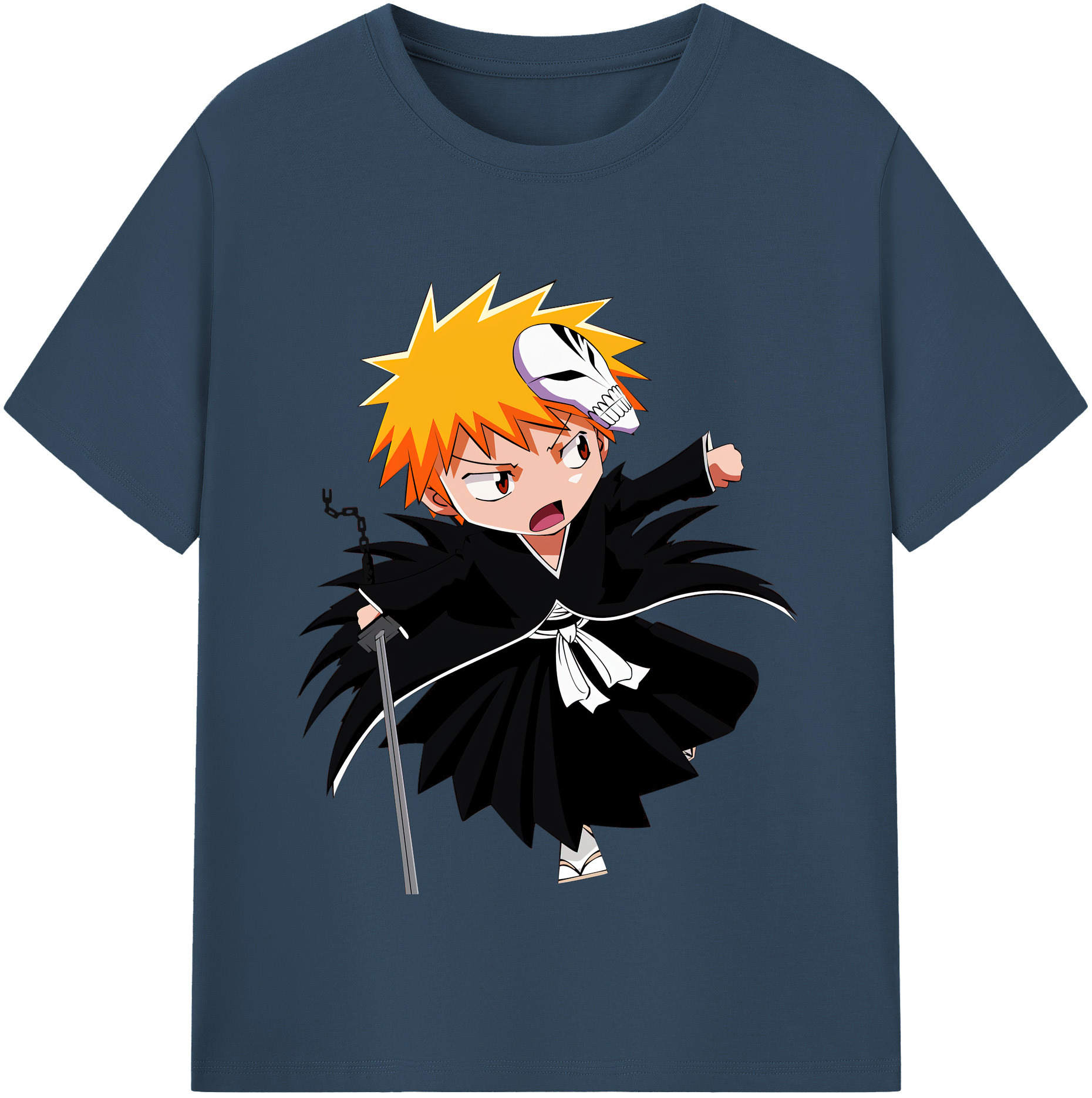 （画像用） ブリーチ 黒崎一護（くろさき いちご）BLEACH Kurosaki Ichigo 綿100％半袖Tシャツ（フロントプリント）
