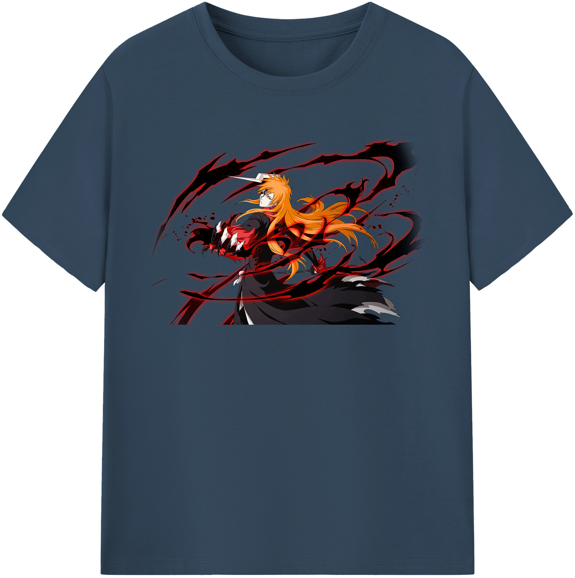 （画像用） ブリーチ 黒崎一護（くろさき いちご）BLEACH Kurosaki Ichigo 綿100％半袖Tシャツ（フロントプリント）