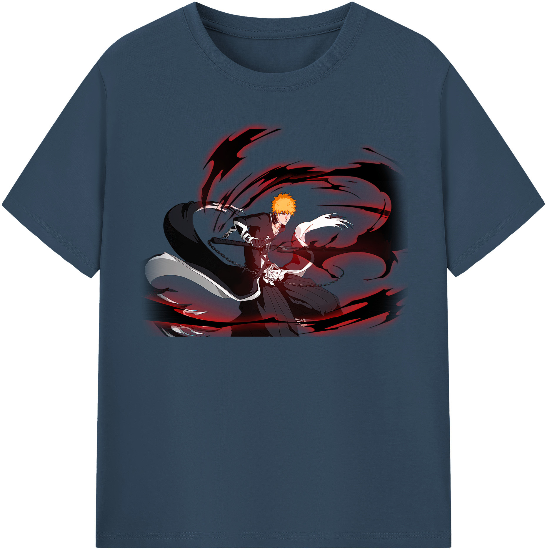 （画像用） ブリーチ 黒崎一護（くろさき いちご）BLEACH Kurosaki Ichigo 綿100％半袖Tシャツ（フロントプリント）