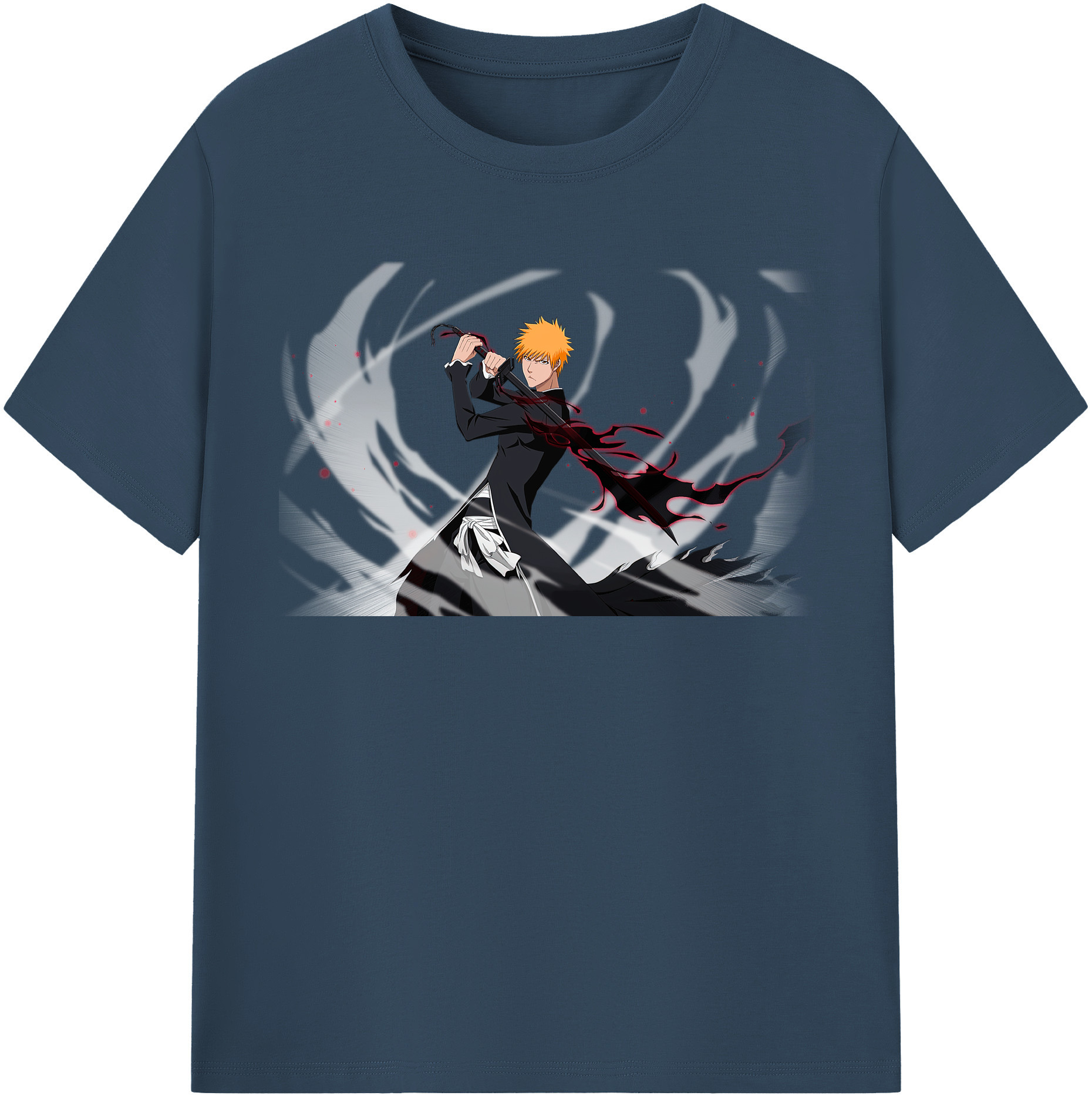 （画像用） ブリーチ 黒崎一護（くろさき いちご）BLEACH Kurosaki Ichigo 綿100％半袖Tシャツ（フロントプリント）