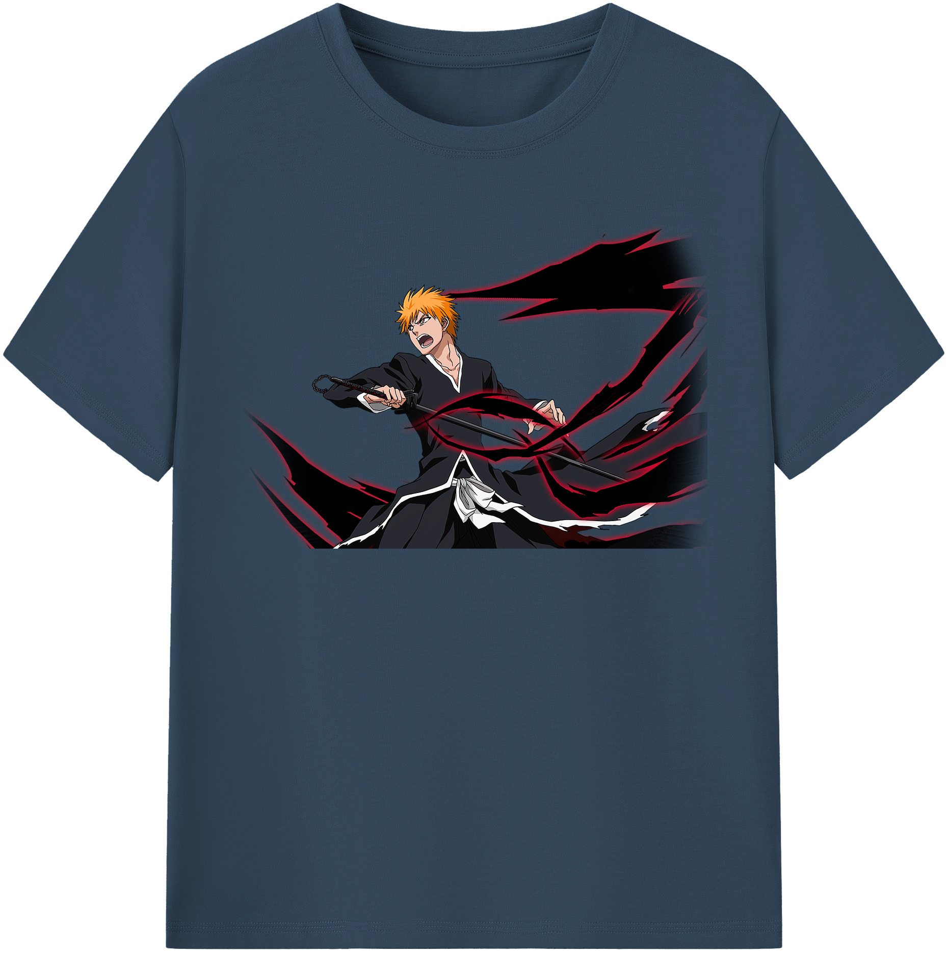 （画像用） ブリーチ 黒崎一護（くろさき いちご）BLEACH Kurosaki Ichigo 綿100％半袖Tシャツ（フロントプリント）
