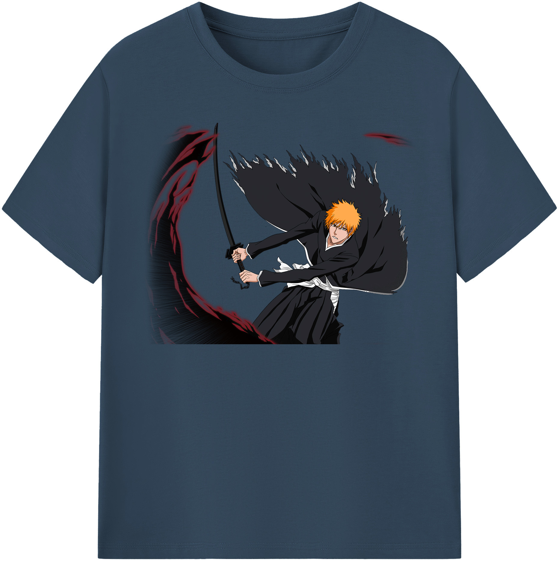 （画像用） ブリーチ 黒崎一護（くろさき いちご）BLEACH Kurosaki Ichigo 綿100％半袖Tシャツ（フロントプリント）
