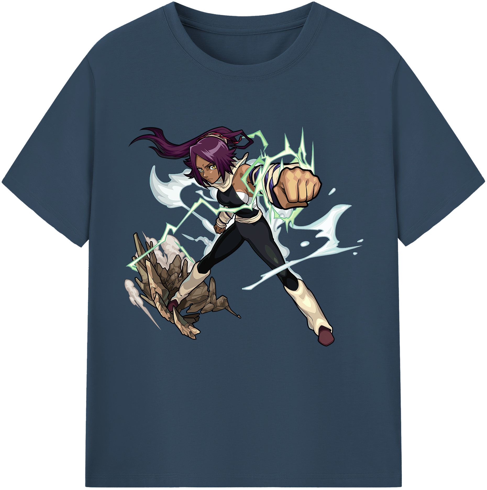 （画像用） ブリーチ 四楓院 夜一（しほういん よるいち） BLEACH Shihouin Yoruichi 綿100％半袖Tシャツ（フロントプリント）