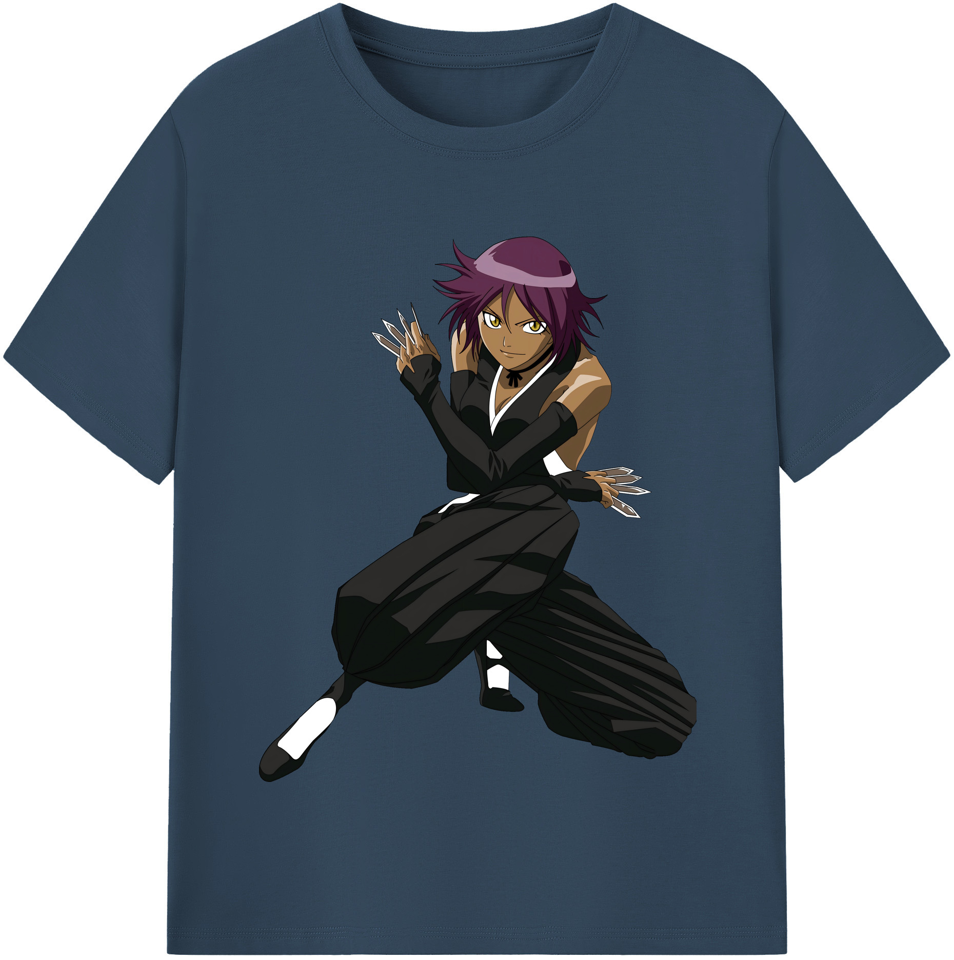 （画像用） ブリーチ 四楓院 夜一（しほういん よるいち） BLEACH Shihouin Yoruichi 綿100％半袖Tシャツ（フロントプリント）