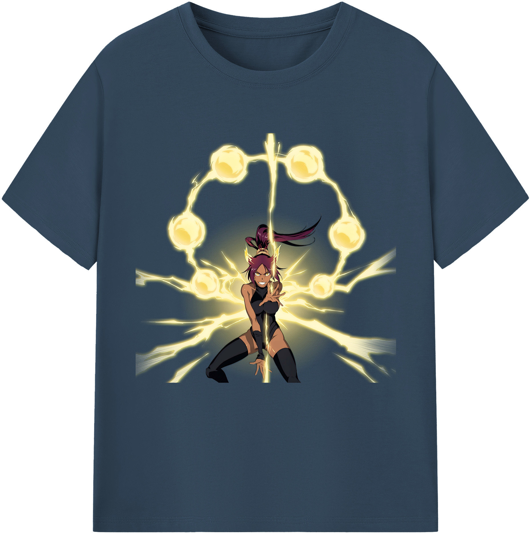 （画像用） ブリーチ 四楓院 夜一（しほういん よるいち） BLEACH Shihouin Yoruichi 綿100％半袖Tシャツ（フロントプリント）