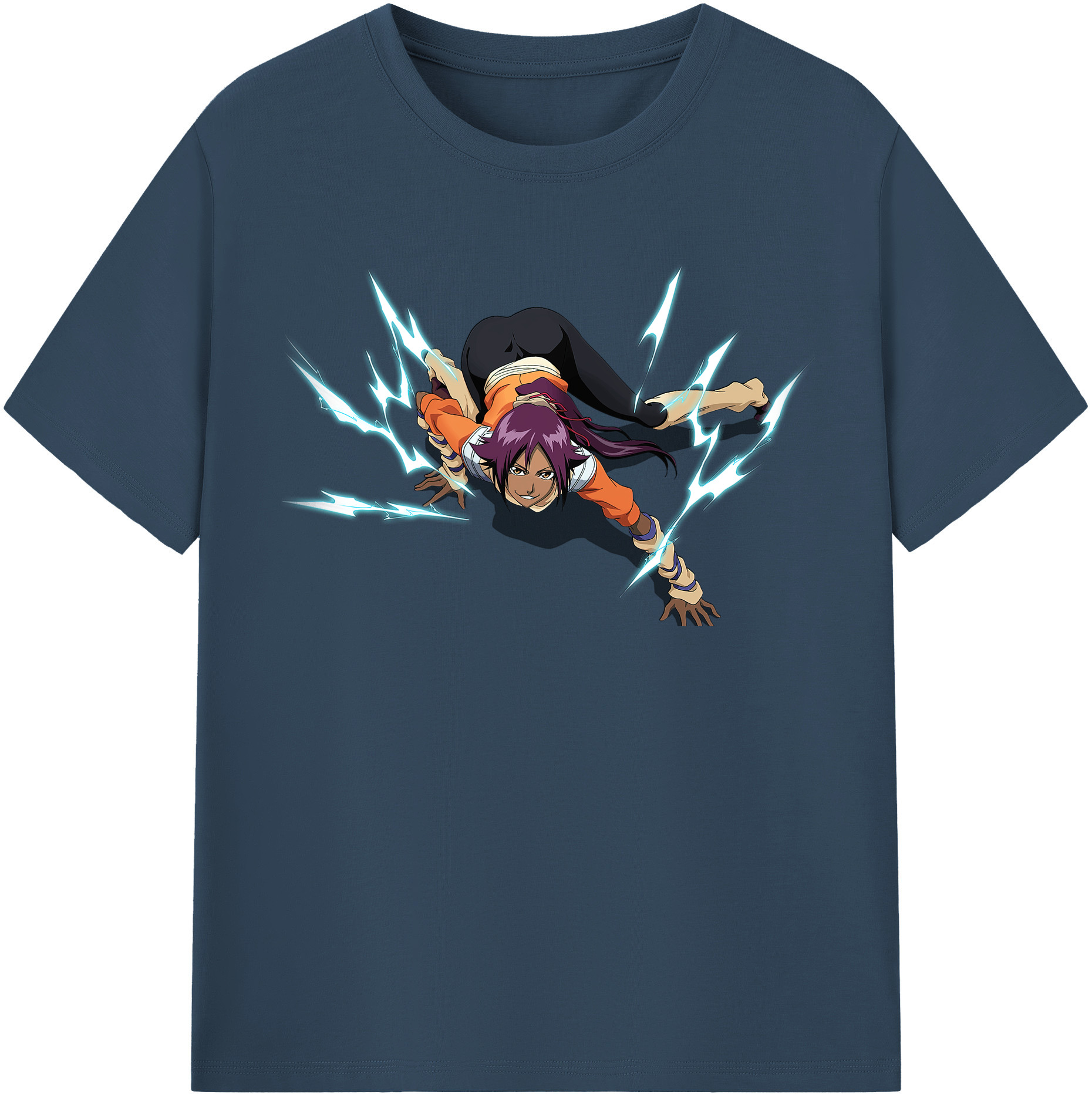 （画像用） ブリーチ 四楓院 夜一（しほういん よるいち） BLEACH Shihouin Yoruichi 綿100％半袖Tシャツ（フロントプリント）