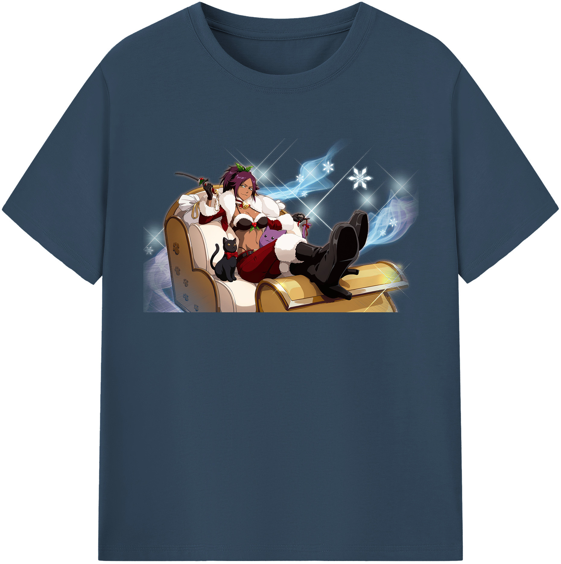 （画像用） ブリーチ 四楓院 夜一（しほういん よるいち） BLEACH Shihouin Yoruichi 綿100％半袖Tシャツ（フロントプリント）