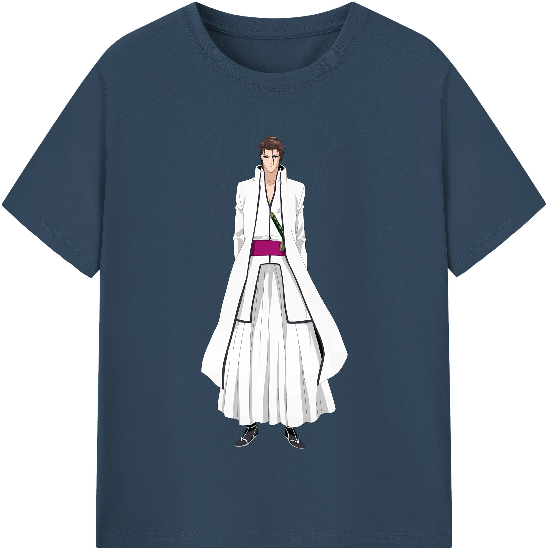 （画像用） ブリーチ 藍染 惣右介（あいぜん そうすけ） BLEACH Aizen Sousuke 綿100％半袖Tシャツ（フロントプリント）