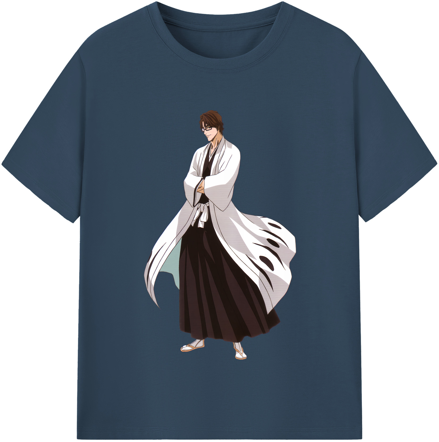 （画像用） ブリーチ 藍染 惣右介（あいぜん そうすけ） BLEACH Aizen Sousuke 綿100％半袖Tシャツ（フロントプリント）