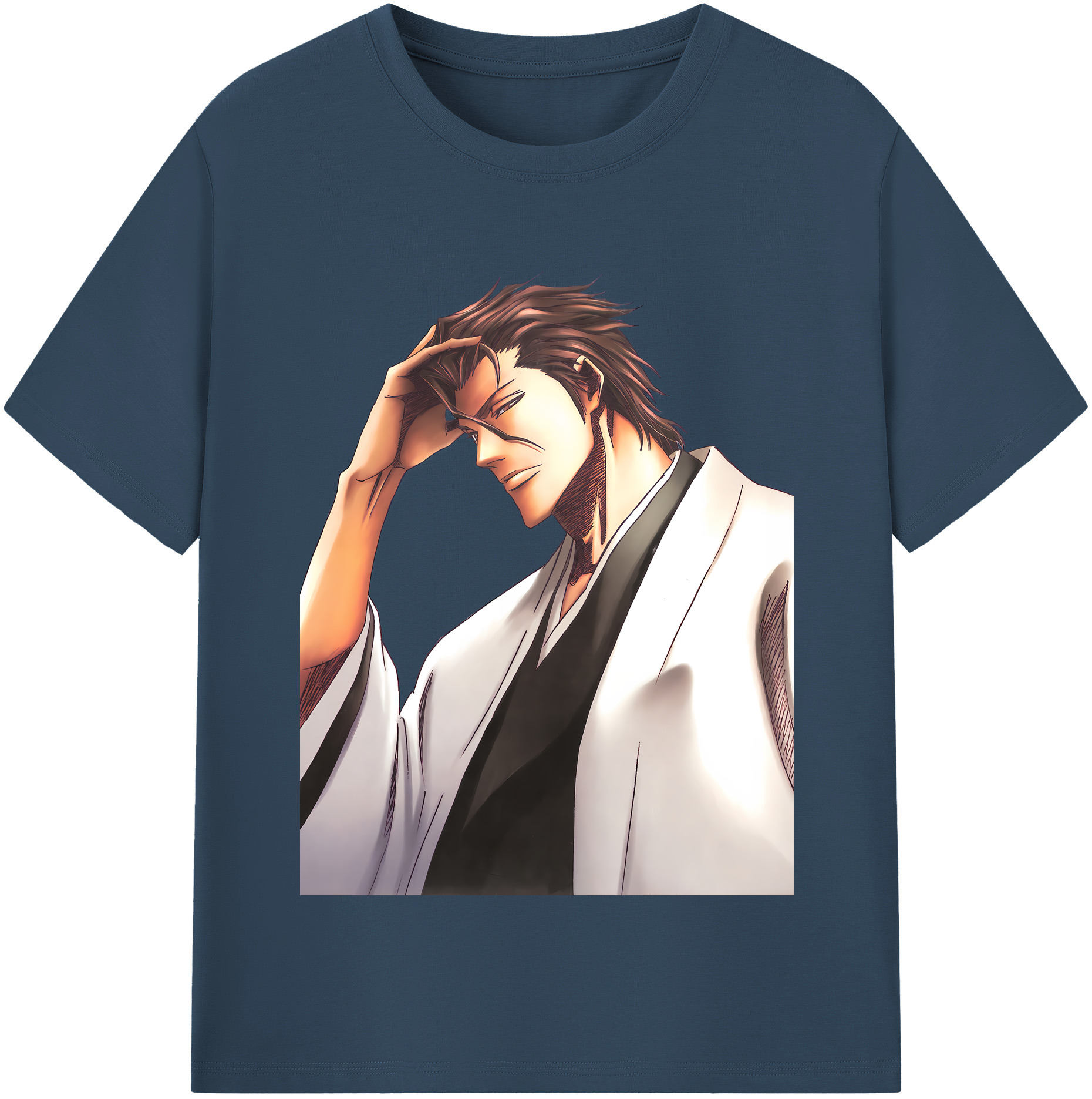 （画像用） ブリーチ 藍染 惣右介（あいぜん そうすけ） BLEACH Aizen Sousuke 綿100％半袖Tシャツ（フロントプリント）
