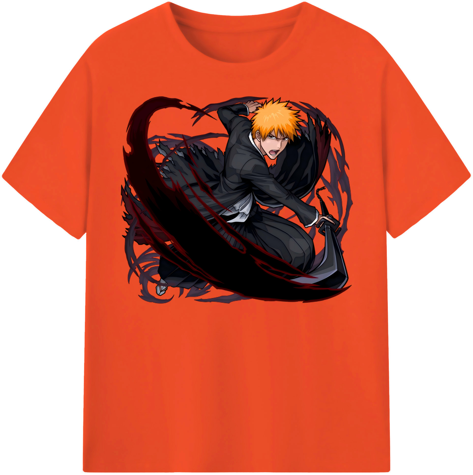 （画像用） ブリーチ 黒崎一護（くろさき いちご）BLEACH Kurosaki Ichigo 綿100％半袖Tシャツ（フロントプリント）