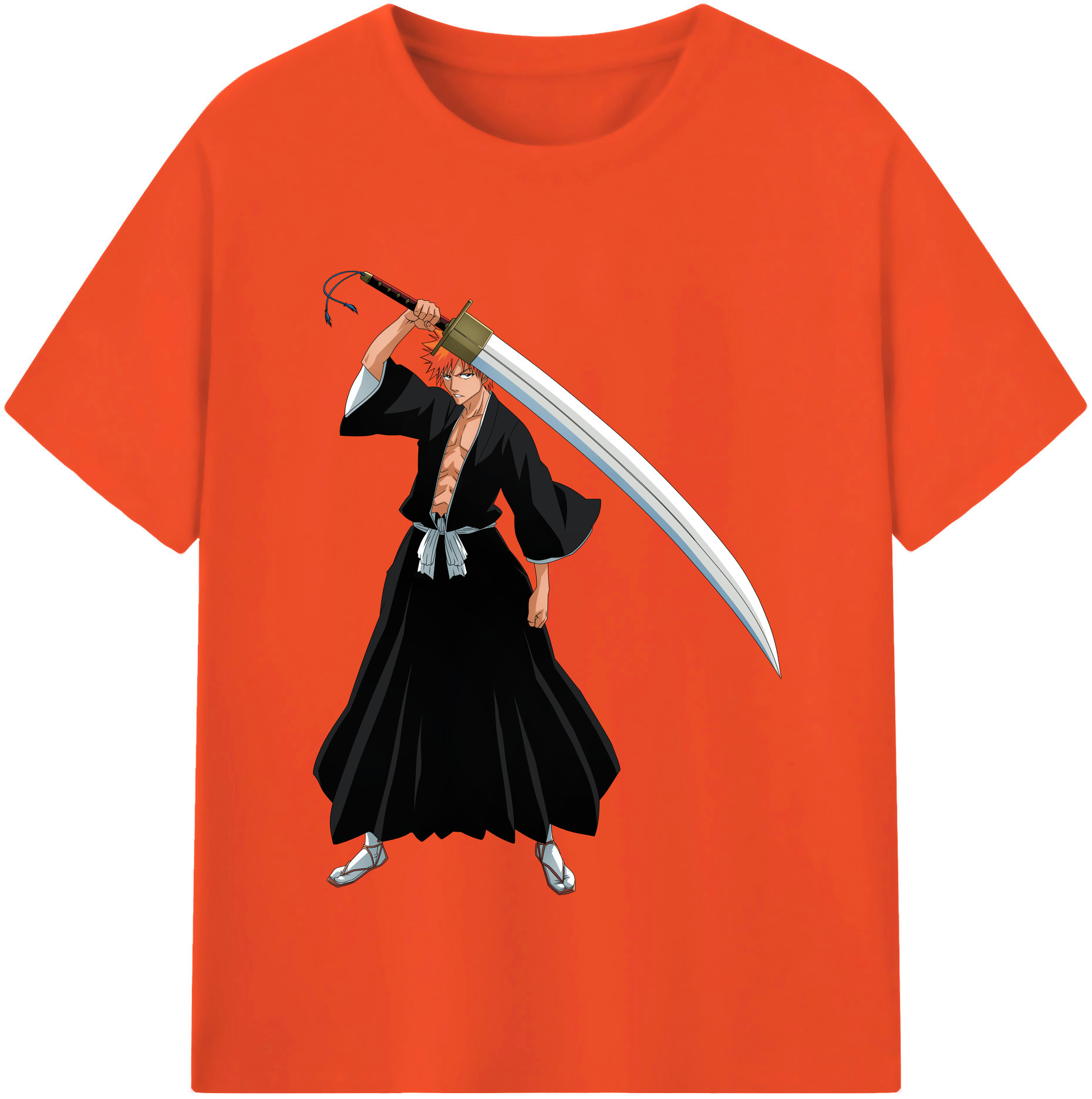 （画像用） ブリーチ 黒崎一護（くろさき いちご）BLEACH Kurosaki Ichigo 綿100％半袖Tシャツ（フロントプリント）
