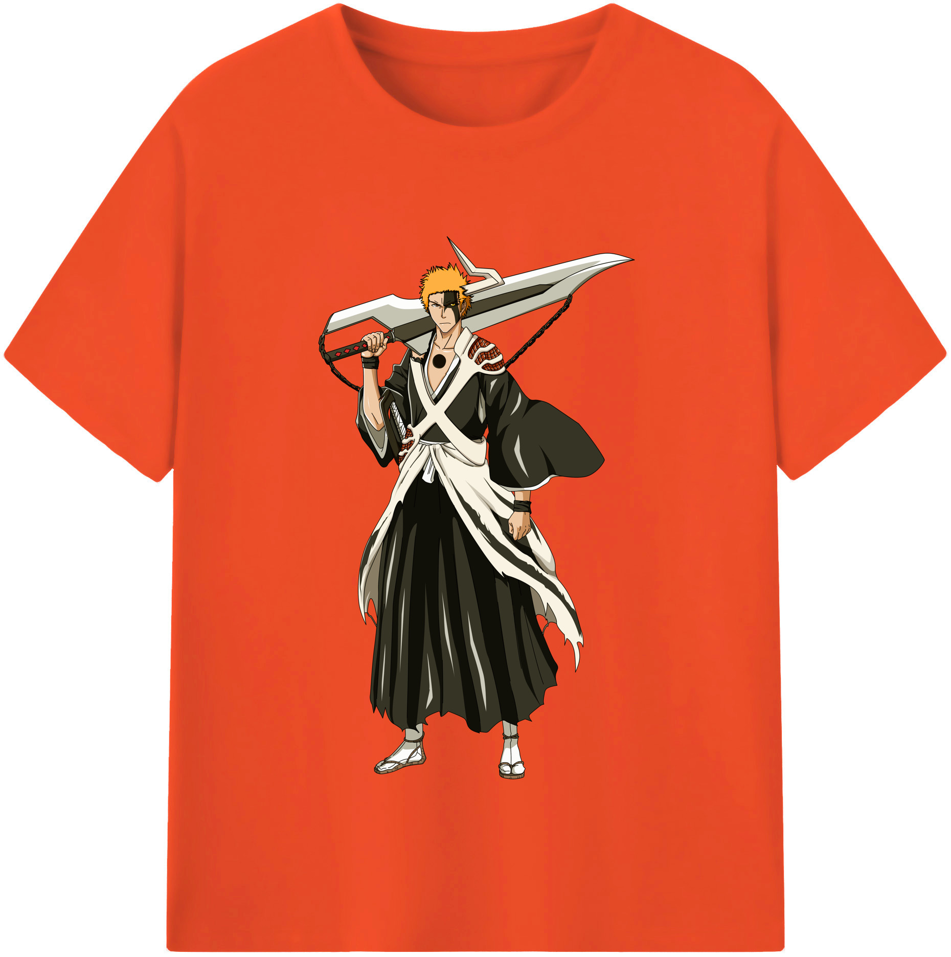 （画像用） ブリーチ 黒崎一護（くろさき いちご）BLEACH Kurosaki Ichigo 綿100％半袖Tシャツ（フロントプリント）