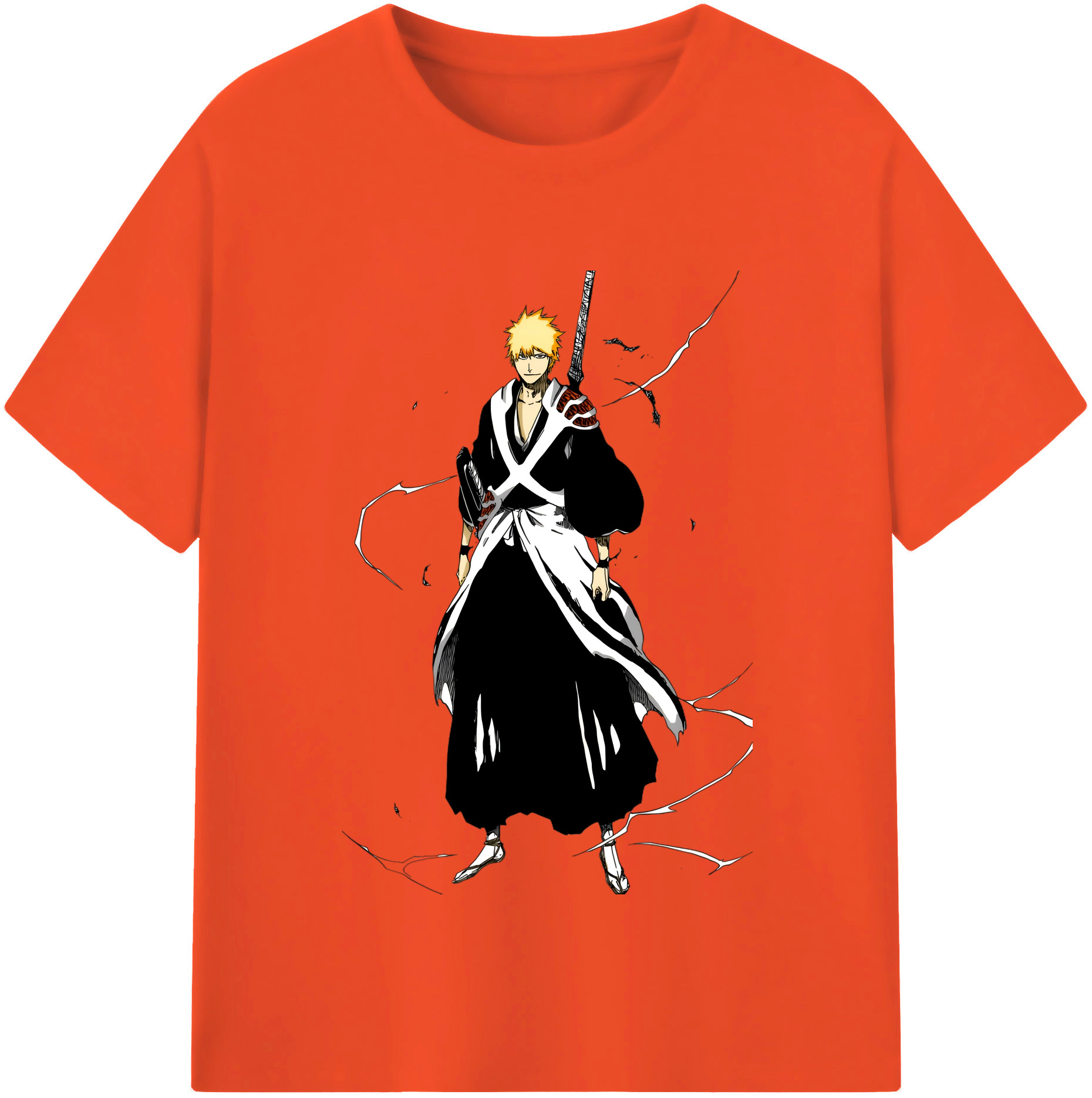 （画像用） ブリーチ 黒崎一護（くろさき いちご）BLEACH Kurosaki Ichigo 綿100％半袖Tシャツ（フロントプリント）