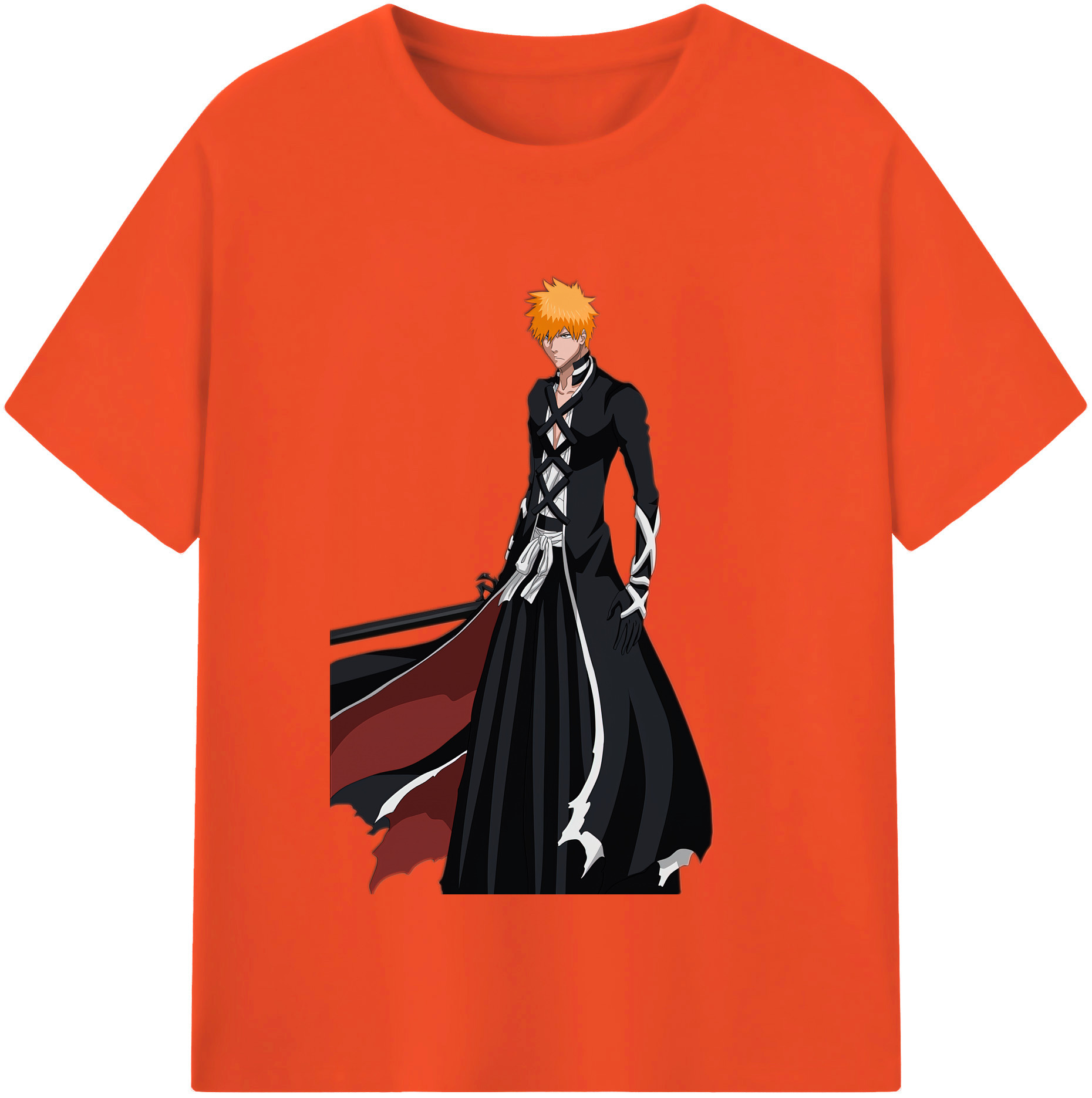 （画像用） ブリーチ 黒崎一護（くろさき いちご）BLEACH Kurosaki Ichigo 綿100％半袖Tシャツ（フロントプリント）