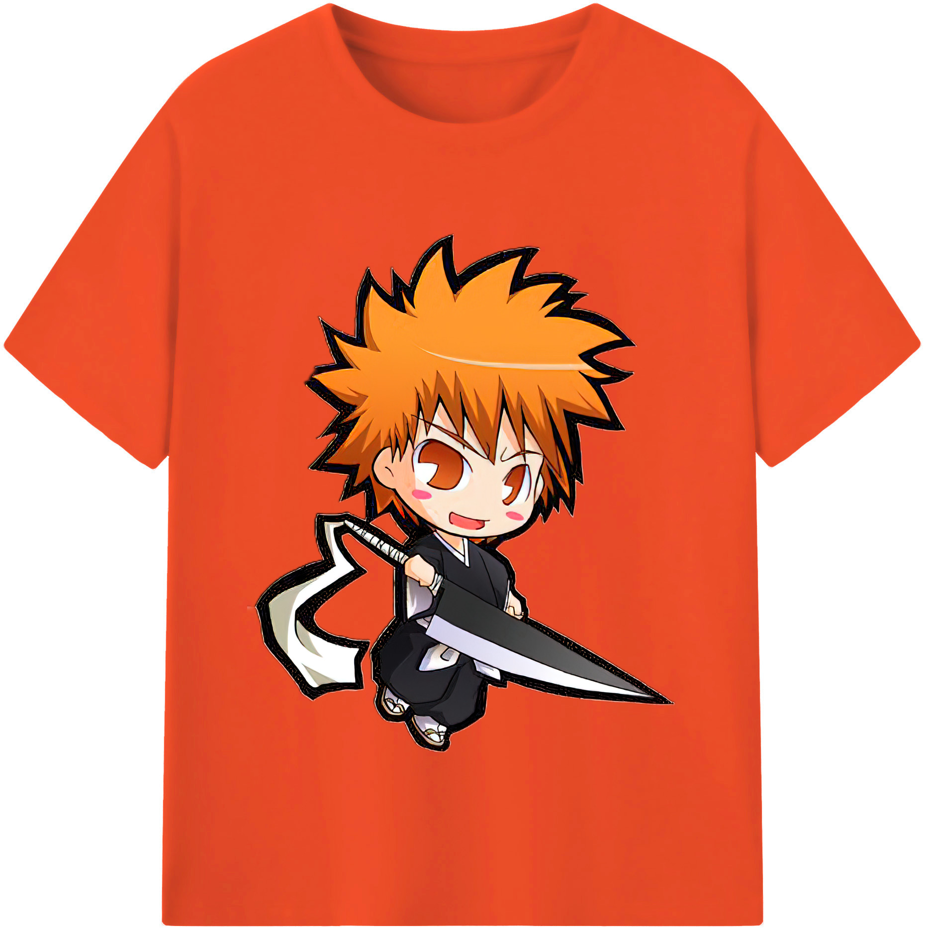 （画像用） ブリーチ 黒崎一護（くろさき いちご）BLEACH Kurosaki Ichigo 綿100％半袖Tシャツ（フロントプリント）