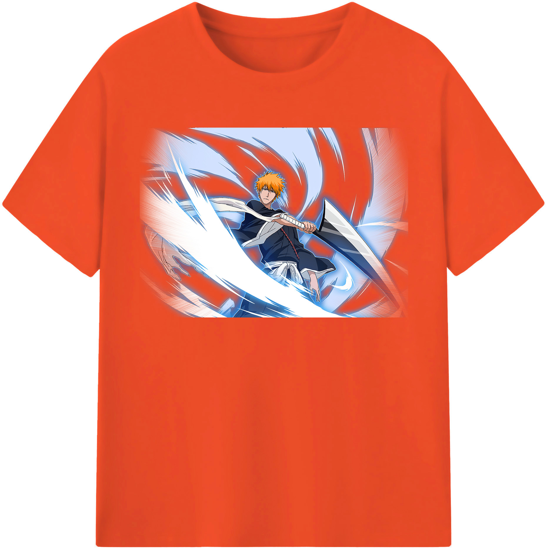（画像用） ブリーチ 黒崎一護（くろさき いちご）BLEACH Kurosaki Ichigo 綿100％半袖Tシャツ（フロントプリント）