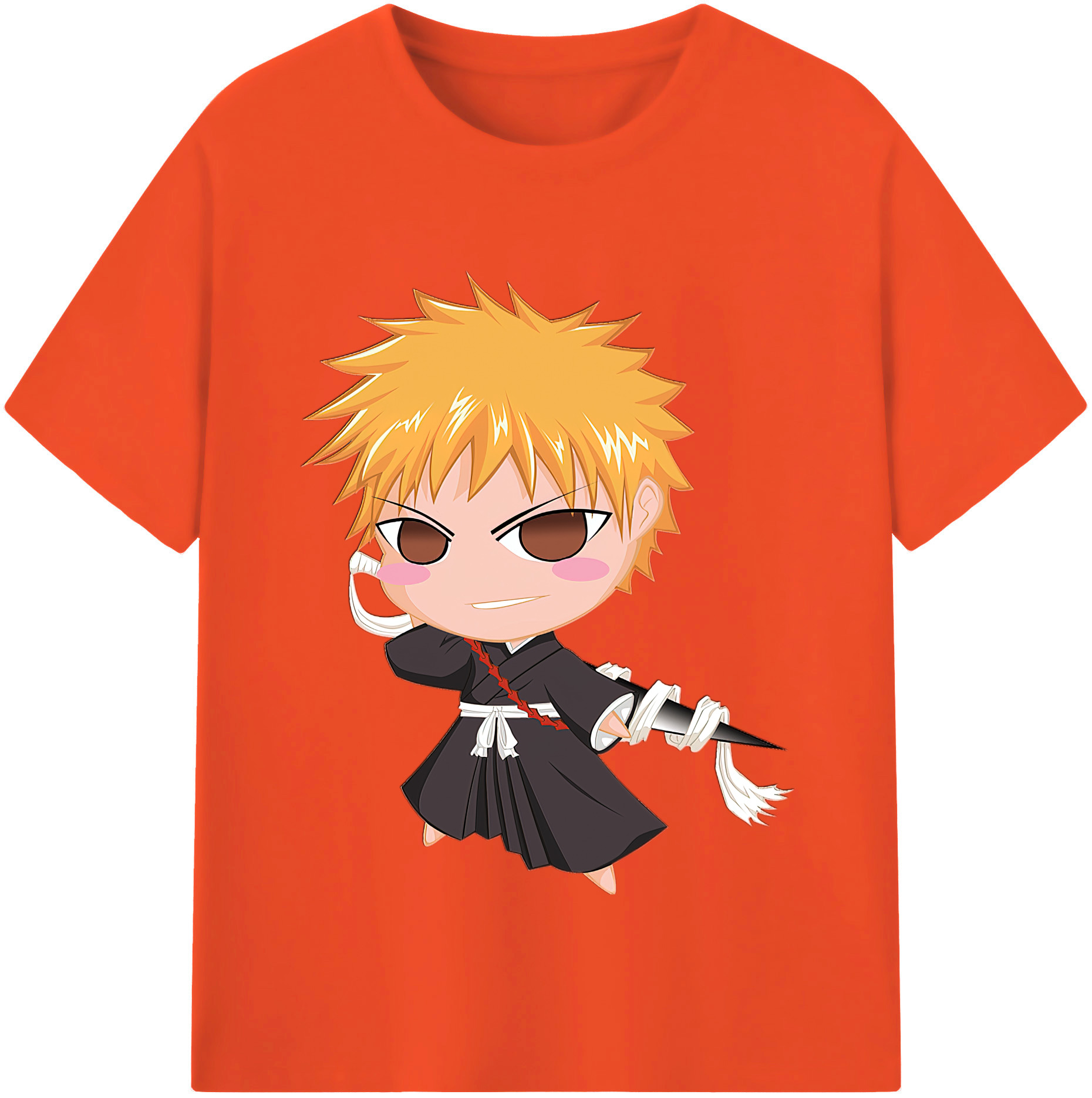 （画像用） ブリーチ 黒崎一護（くろさき いちご）BLEACH Kurosaki Ichigo 綿100％半袖Tシャツ（フロントプリント）