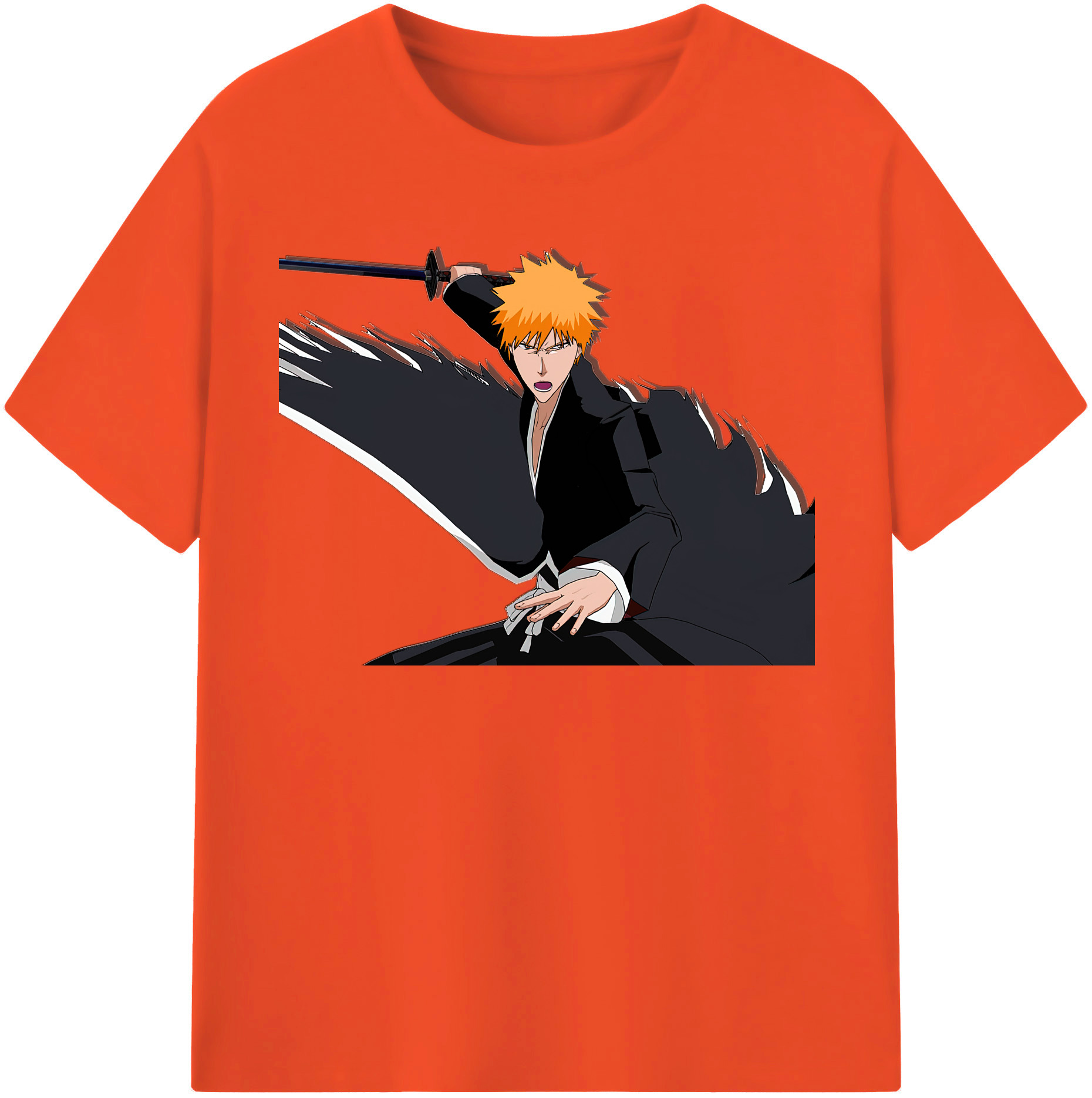 （画像用） ブリーチ 黒崎一護（くろさき いちご）BLEACH Kurosaki Ichigo 綿100％半袖Tシャツ（フロントプリント）