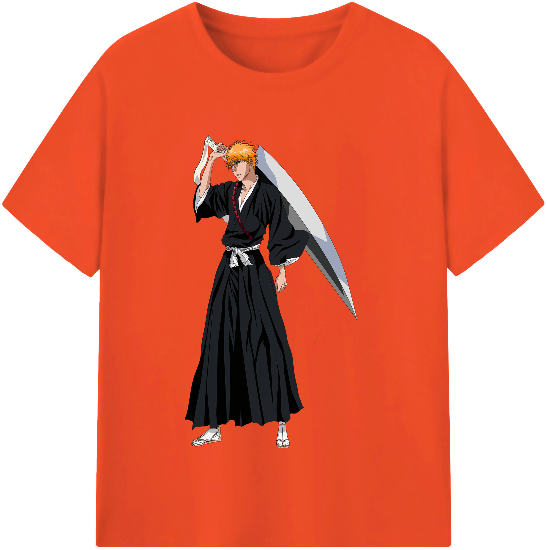 （画像用） ブリーチ 黒崎一護（くろさき いちご）BLEACH Kurosaki Ichigo 綿100％半袖Tシャツ（フロントプリント）