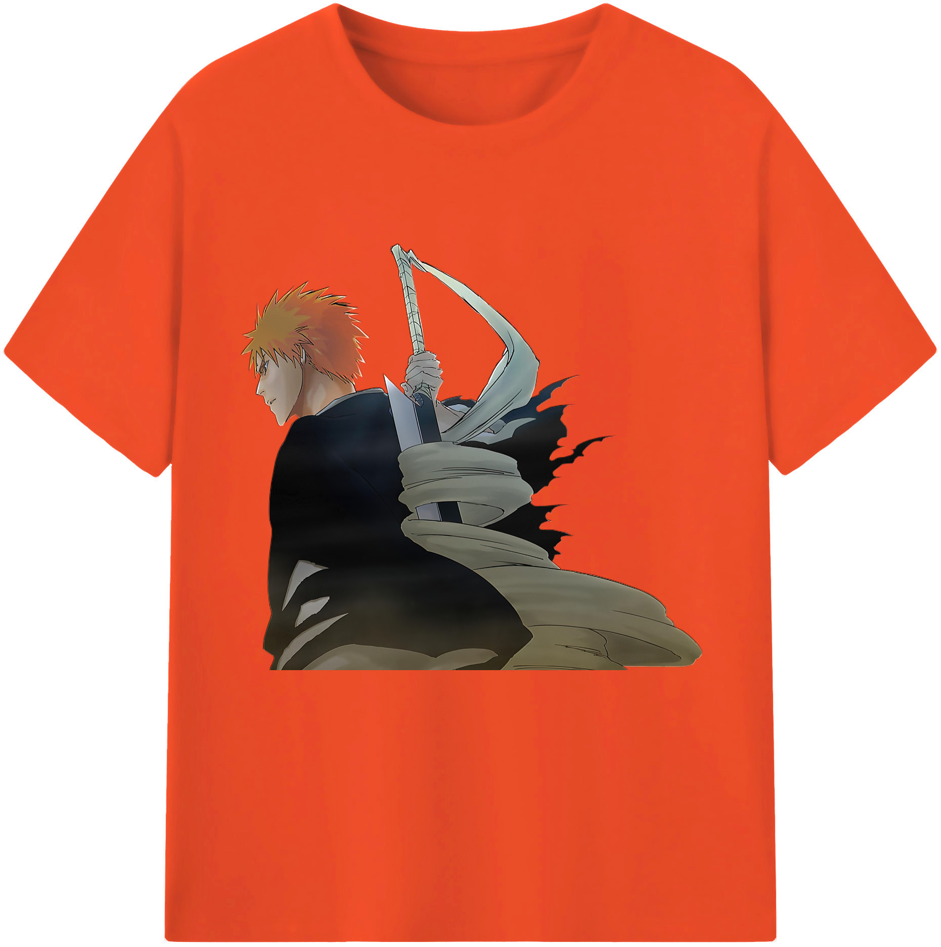 （画像用） ブリーチ 黒崎一護（くろさき いちご）BLEACH Kurosaki Ichigo 綿100％半袖Tシャツ（フロントプリント）