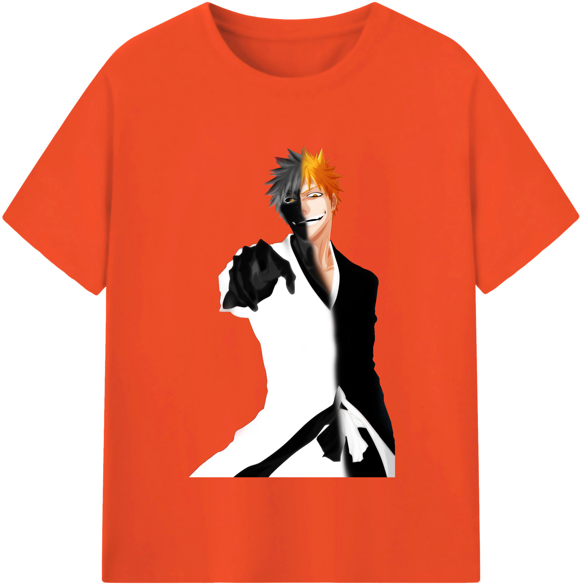 （画像用） ブリーチ 黒崎一護（くろさき いちご）BLEACH Kurosaki Ichigo 綿100％半袖Tシャツ（フロントプリント）