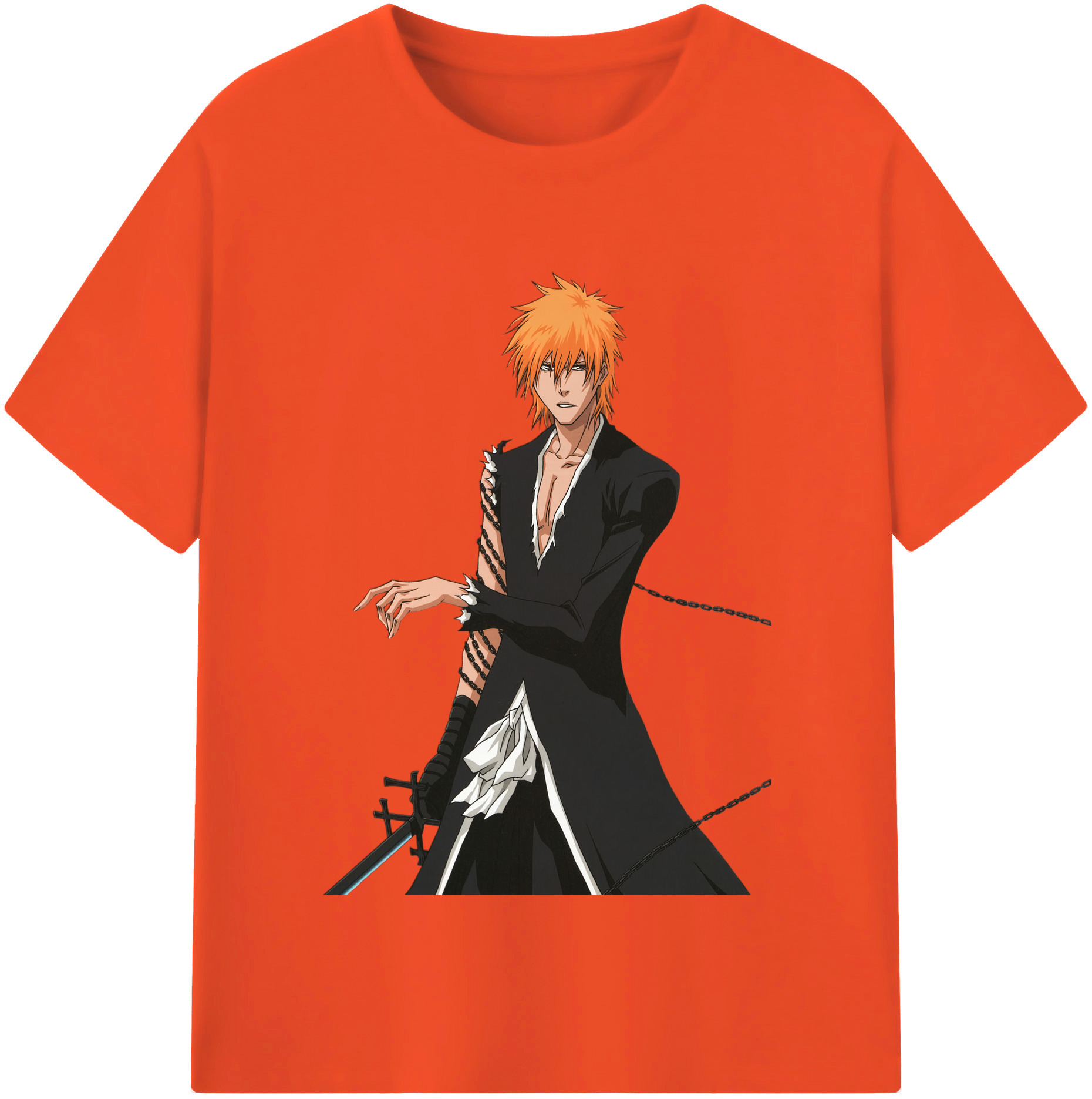 （画像用） ブリーチ 黒崎一護（くろさき いちご）BLEACH Kurosaki Ichigo 綿100％半袖Tシャツ（フロントプリント）