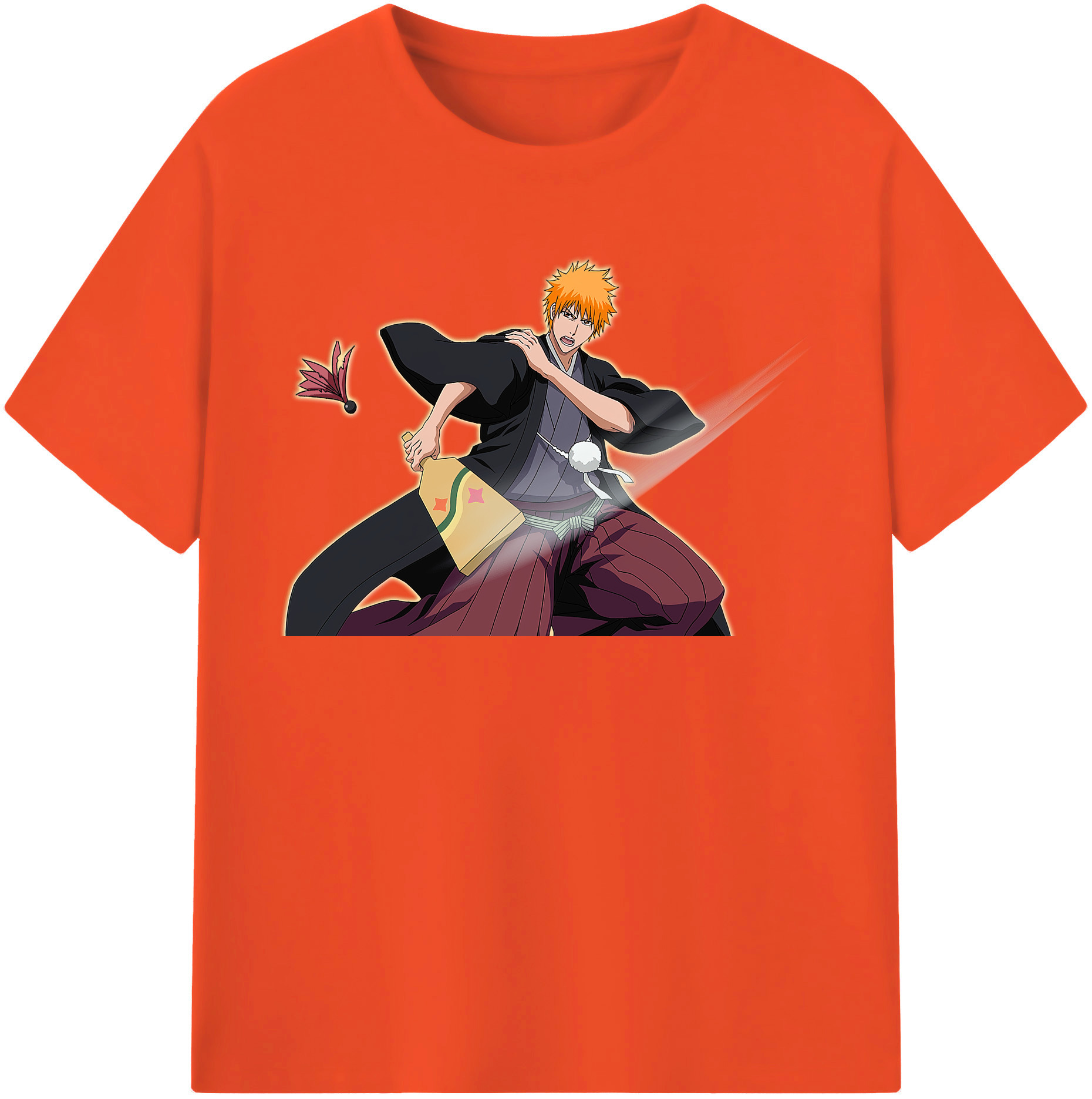 （画像用） ブリーチ 黒崎一護（くろさき いちご）BLEACH Kurosaki Ichigo 綿100％半袖Tシャツ（フロントプリント）