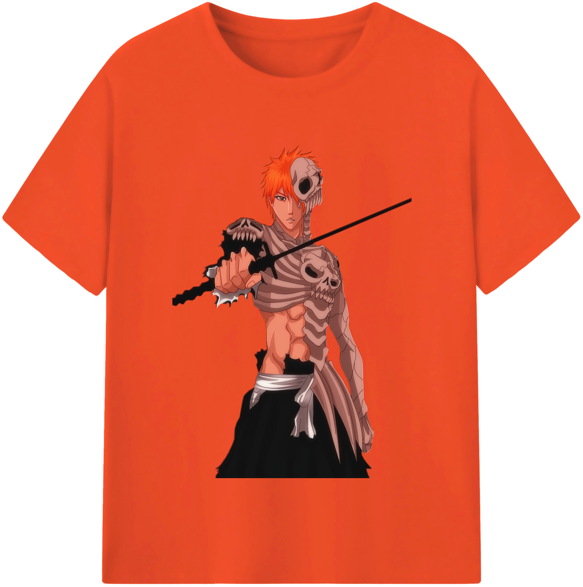 （画像用） ブリーチ 黒崎一護（くろさき いちご）BLEACH Kurosaki Ichigo 綿100％半袖Tシャツ（フロントプリント）