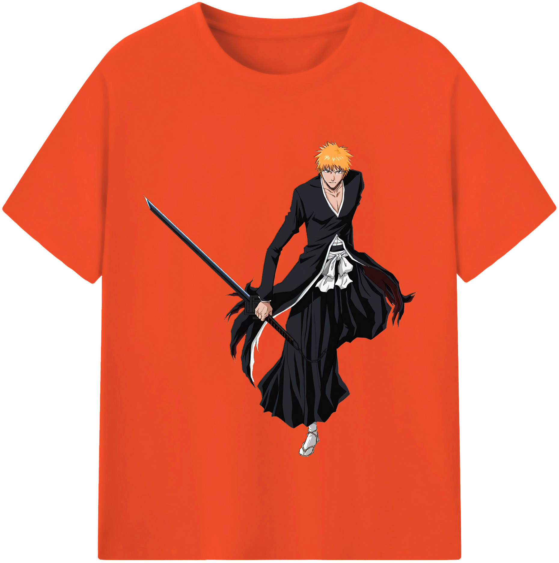 （画像用） ブリーチ 黒崎一護（くろさき いちご）BLEACH Kurosaki Ichigo 綿100％半袖Tシャツ（フロントプリント）