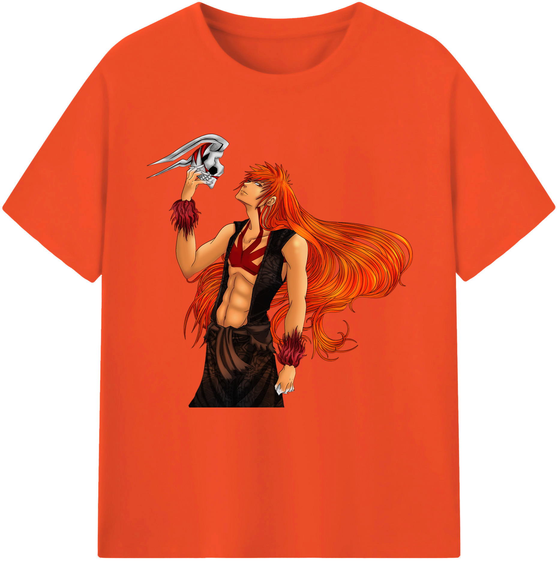 （画像用） ブリーチ 黒崎一護（くろさき いちご）BLEACH Kurosaki Ichigo 綿100％半袖Tシャツ（フロントプリント）