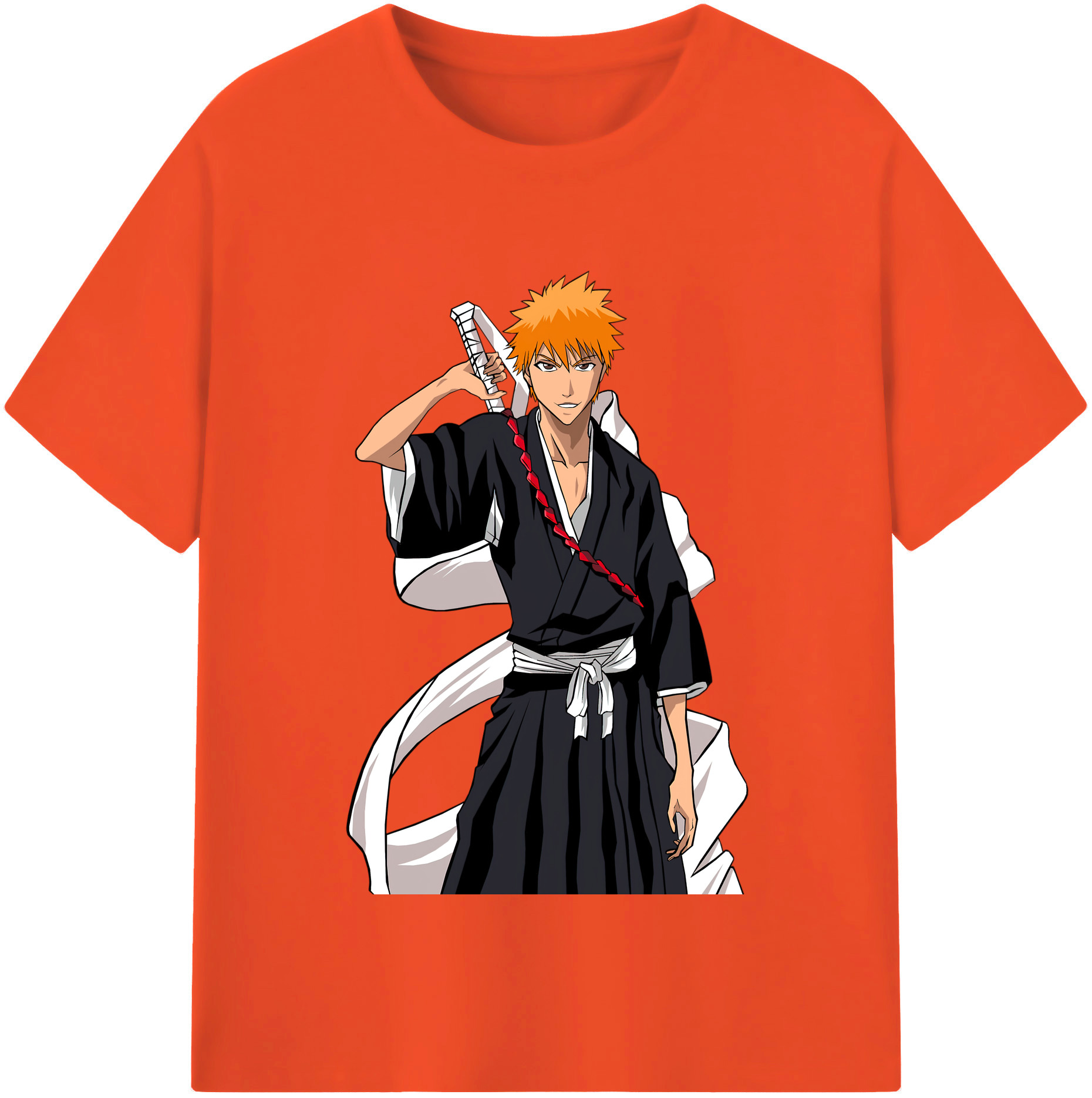 （画像用） ブリーチ 黒崎一護（くろさき いちご）BLEACH Kurosaki Ichigo 綿100％半袖Tシャツ（フロントプリント）
